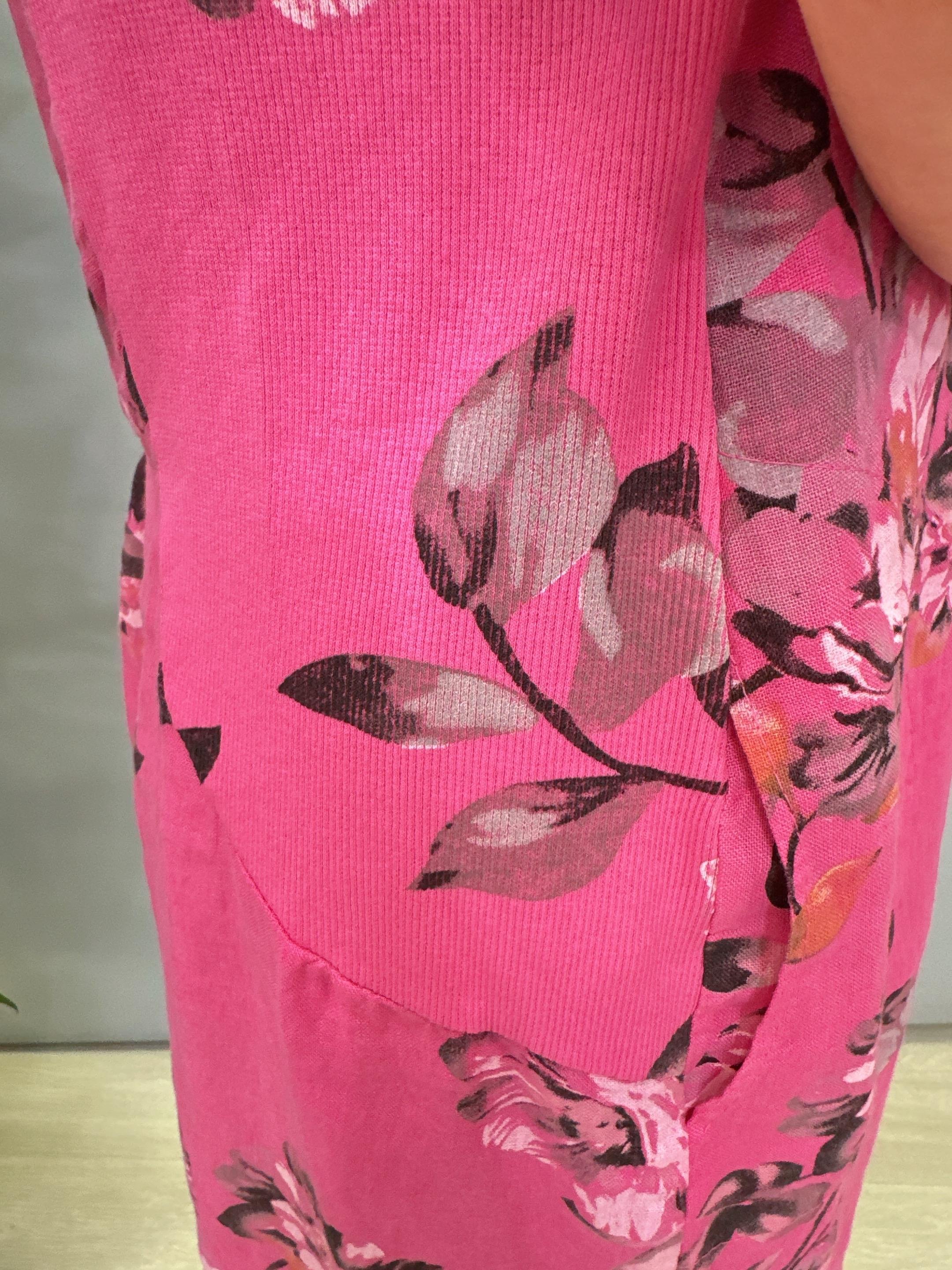 9980 Pamuk Keten Elbise Pembe