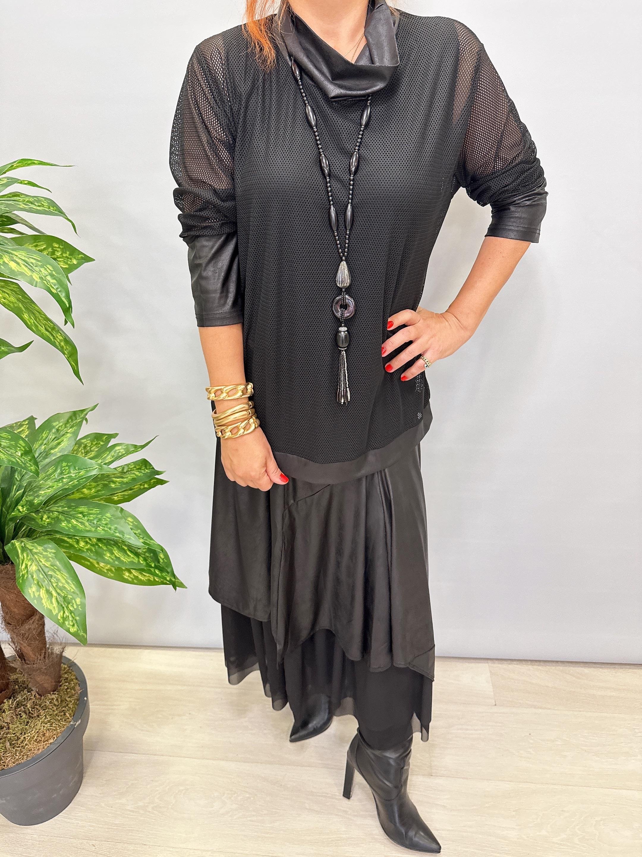 DR 8024 Deri görünüm Detaylı File Bluz