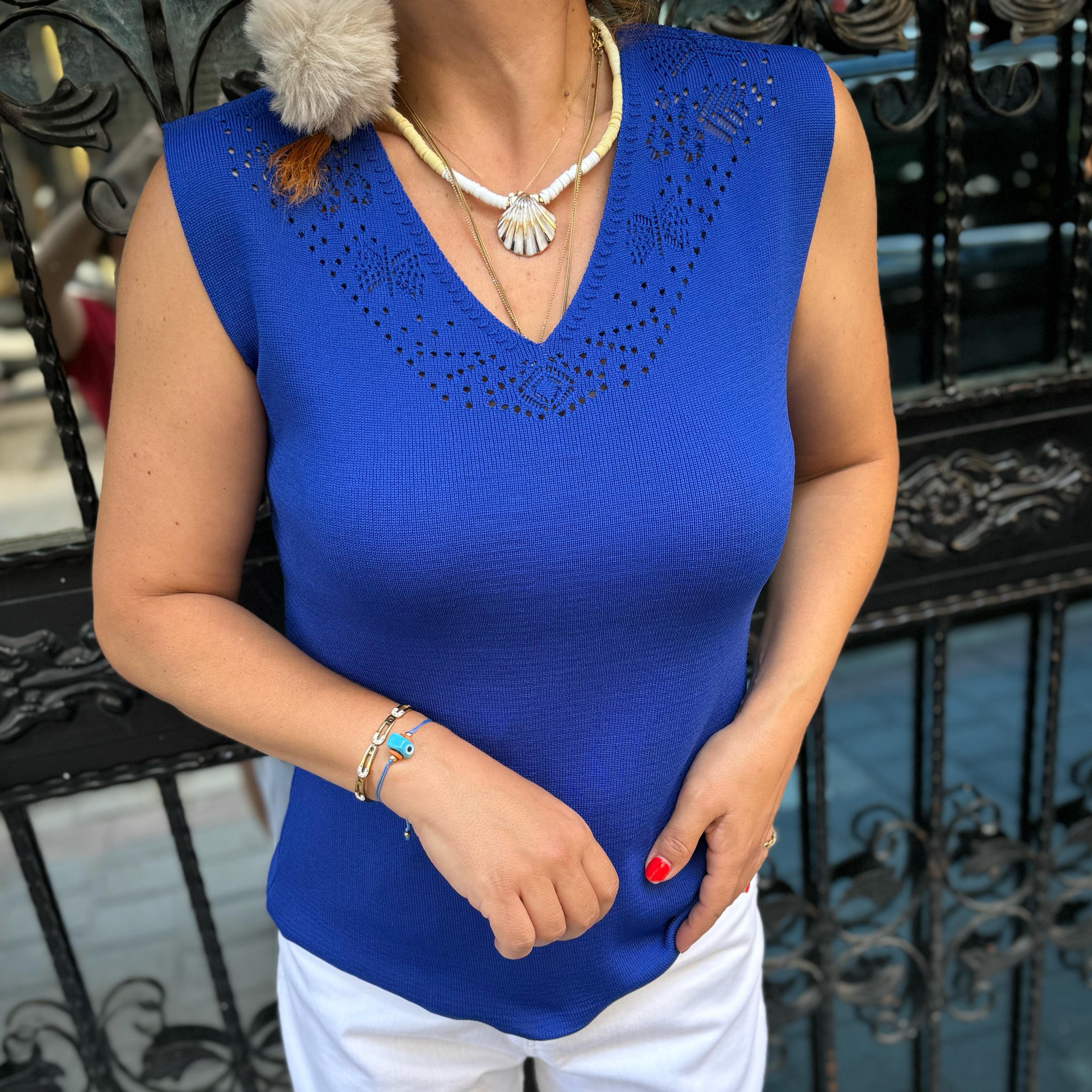 E006 V YAKA  AJURLU TRİKO SAKS 