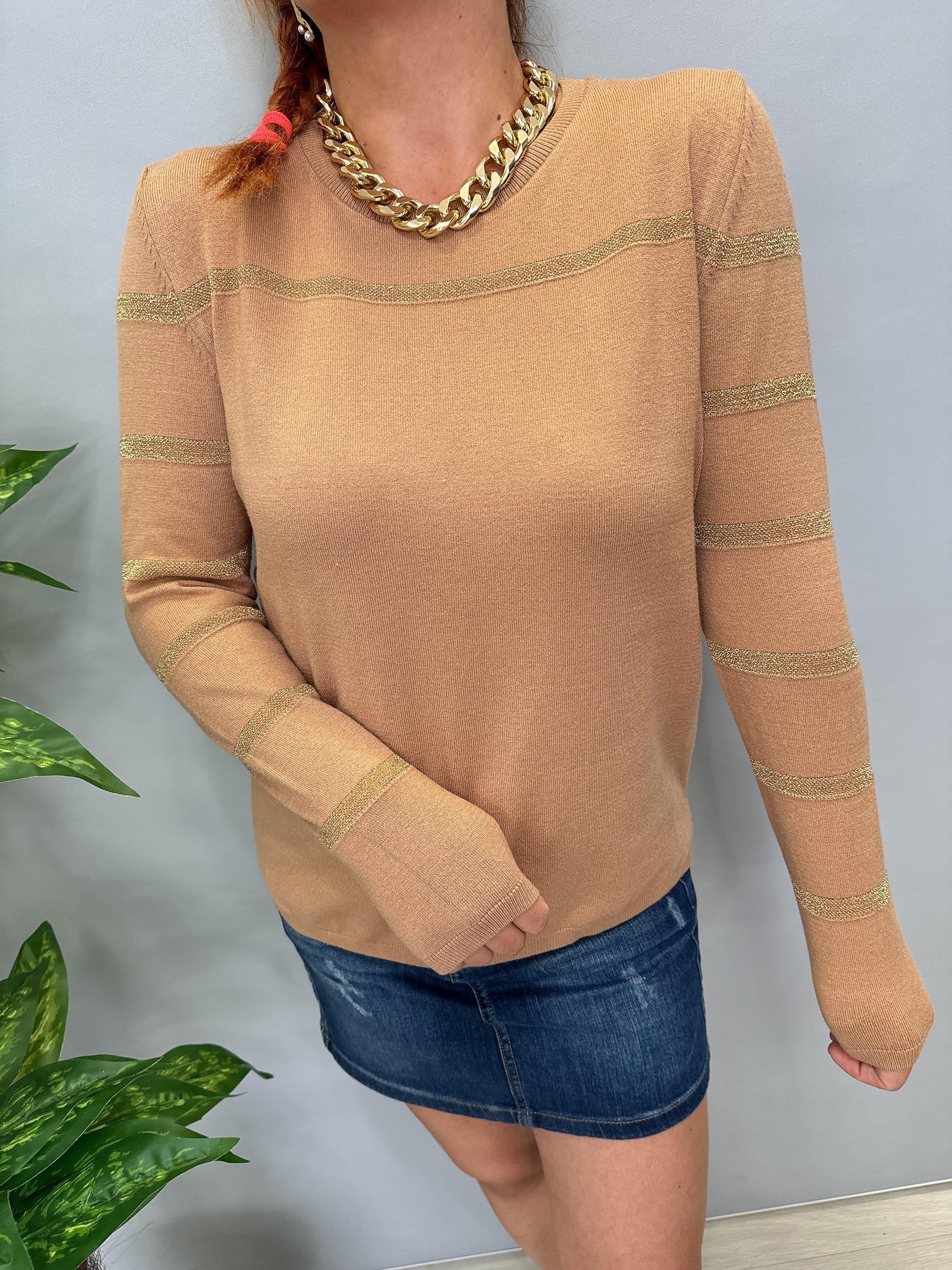 MNS 31048 ŞERİT SİM DETAY SOFT TOUCH BLUZ 42 BEDENE KADAR UYUMLUDUR VİZON