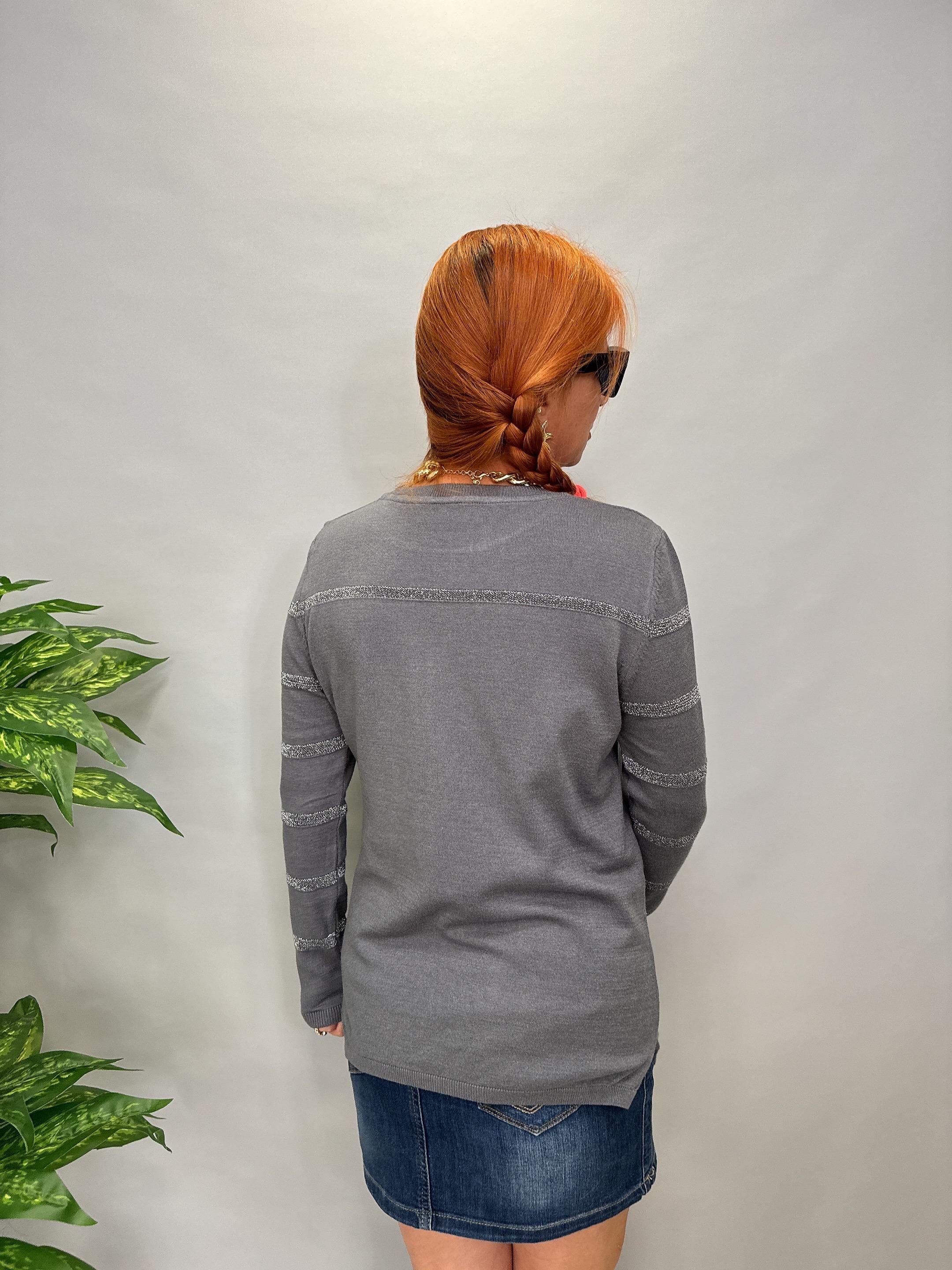 MNS 31048 ŞERİT SİM DETAY SOFT TOUCH BLUZ 42 BEDENE KADAR UYUMLUDUR GRİ