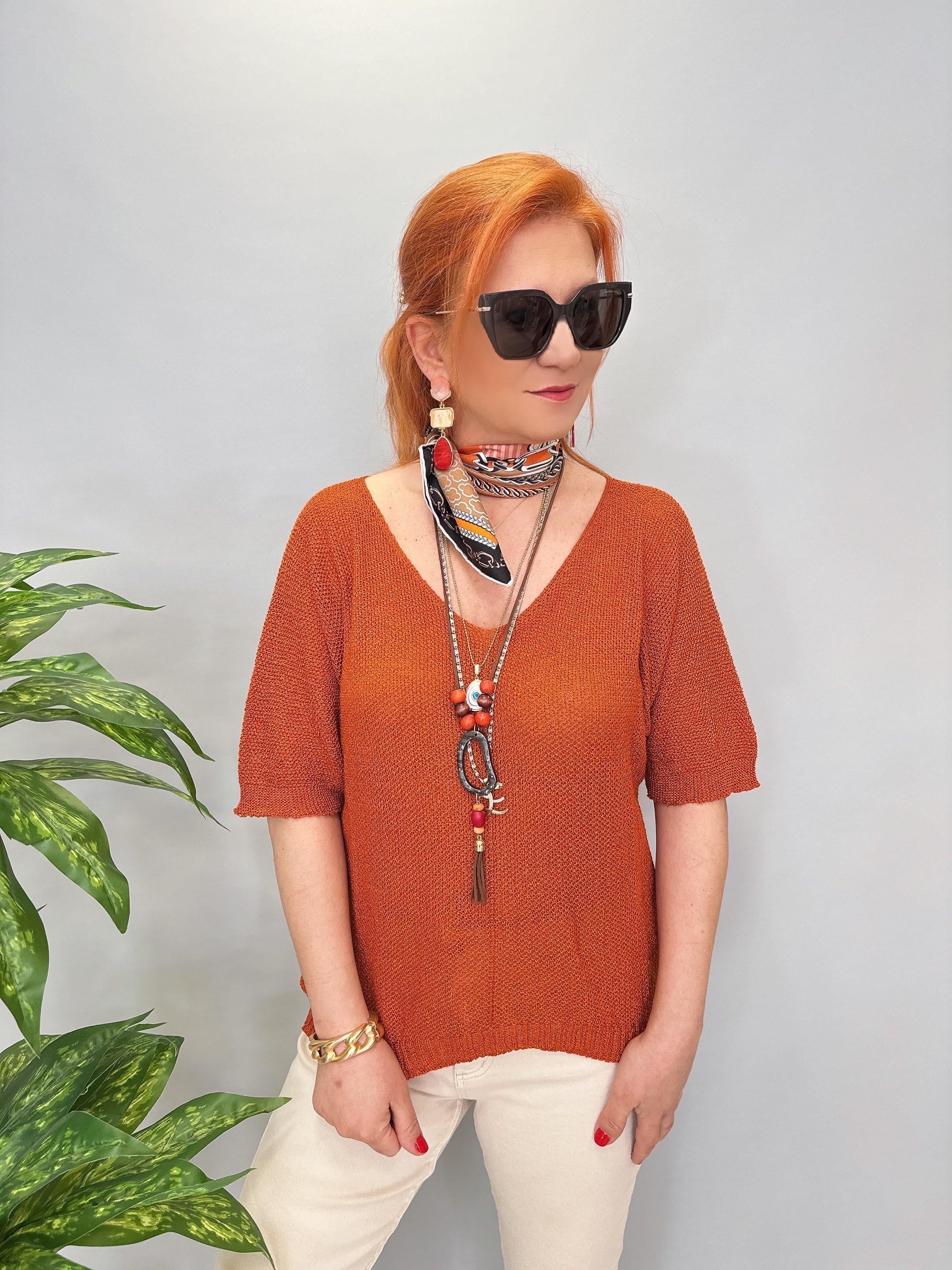 MNS 7090 MERSERİZE BLUZ KİREMİT