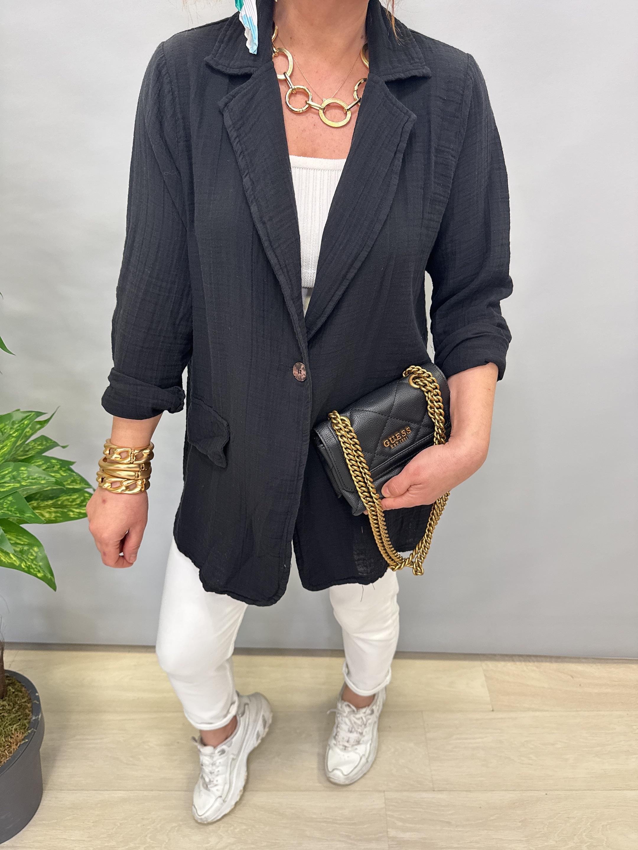 MNS 9074 MÜSLİN BLAZER/CEKET SİYAH