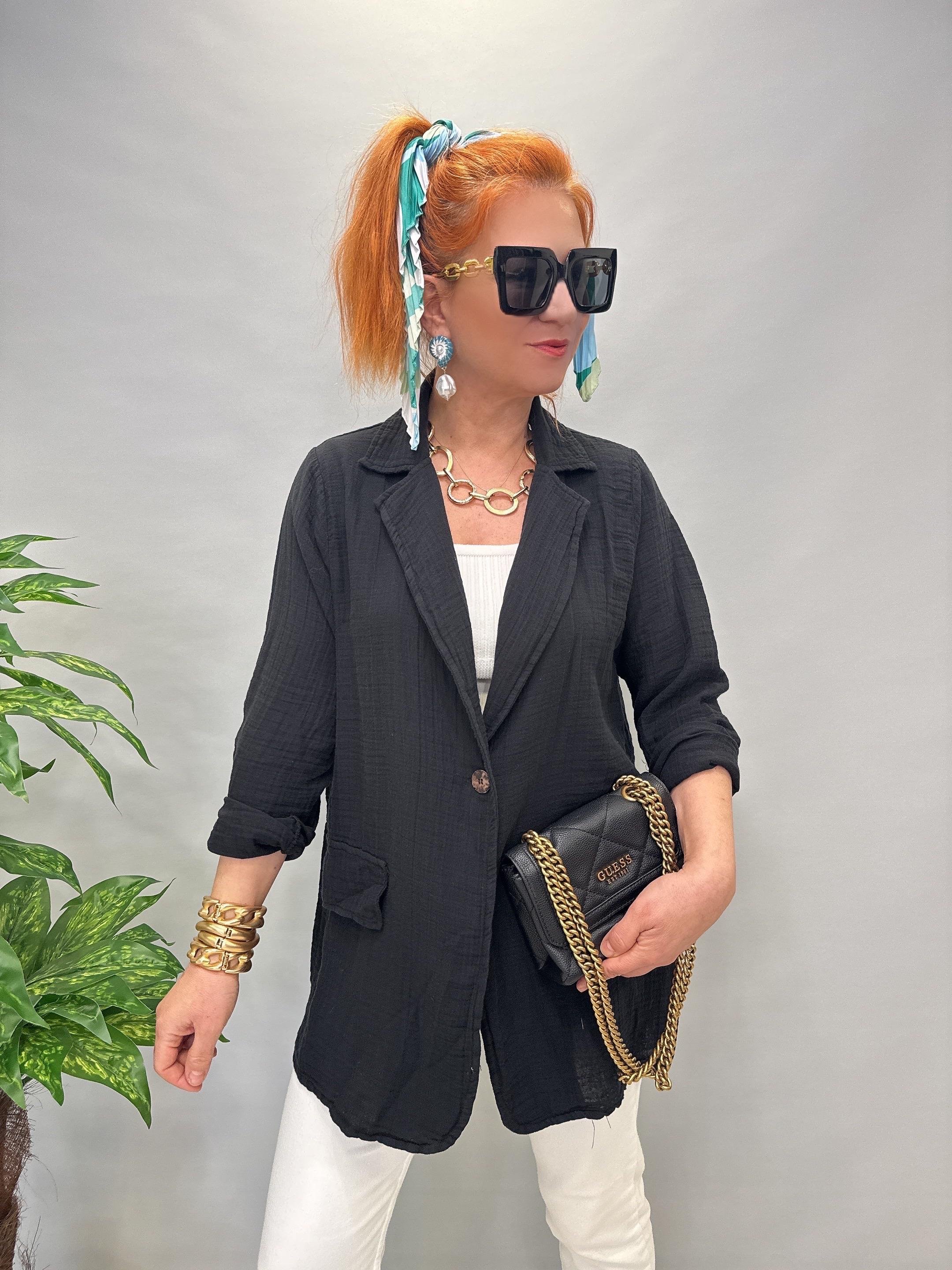 MNS 9074 MÜSLİN BLAZER/CEKET SİYAH