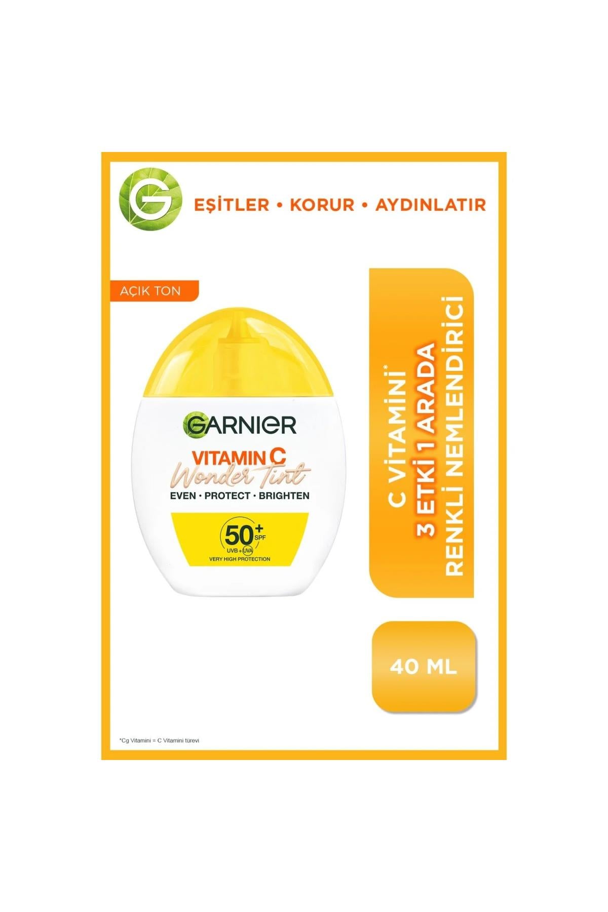 GarnıerGarnier C Vitamini Wonder Tint 3 Etki 1 Arada Renkli Nemlendirici Açık Ton SPF50 40 ml3600542658416