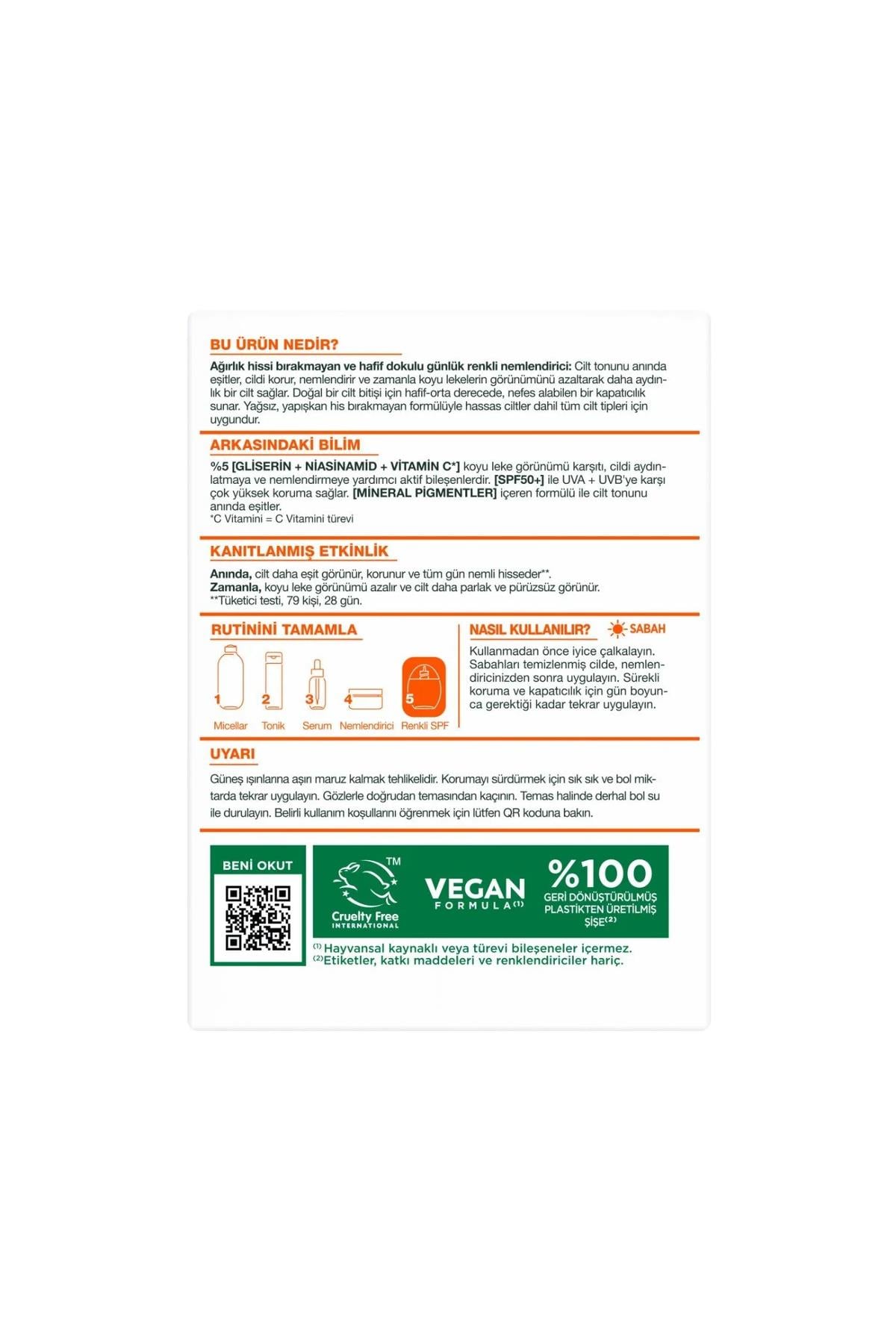 GarnıerGarnier C Vitamini Wonder Tint 3 Etki 1 Arada Renkli Nemlendirici Açık Ton SPF50 40 ml3600542658416