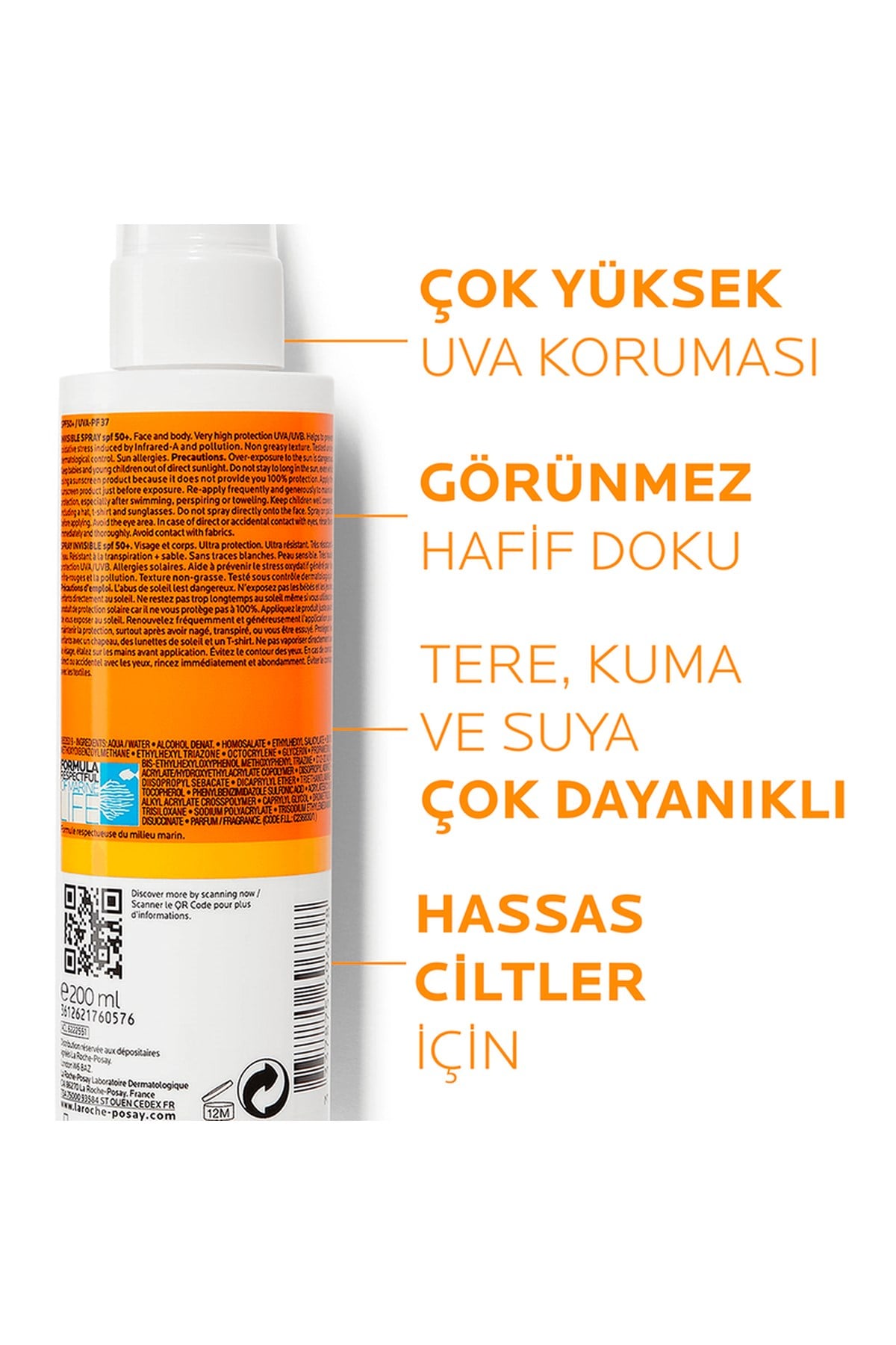 LA ROCHE POSAYLa Roche Posay Anthelios SPF50+ Invisible Yüksek Korumalı Vücut Güneş Kremi Spray 200 ml3337875696838