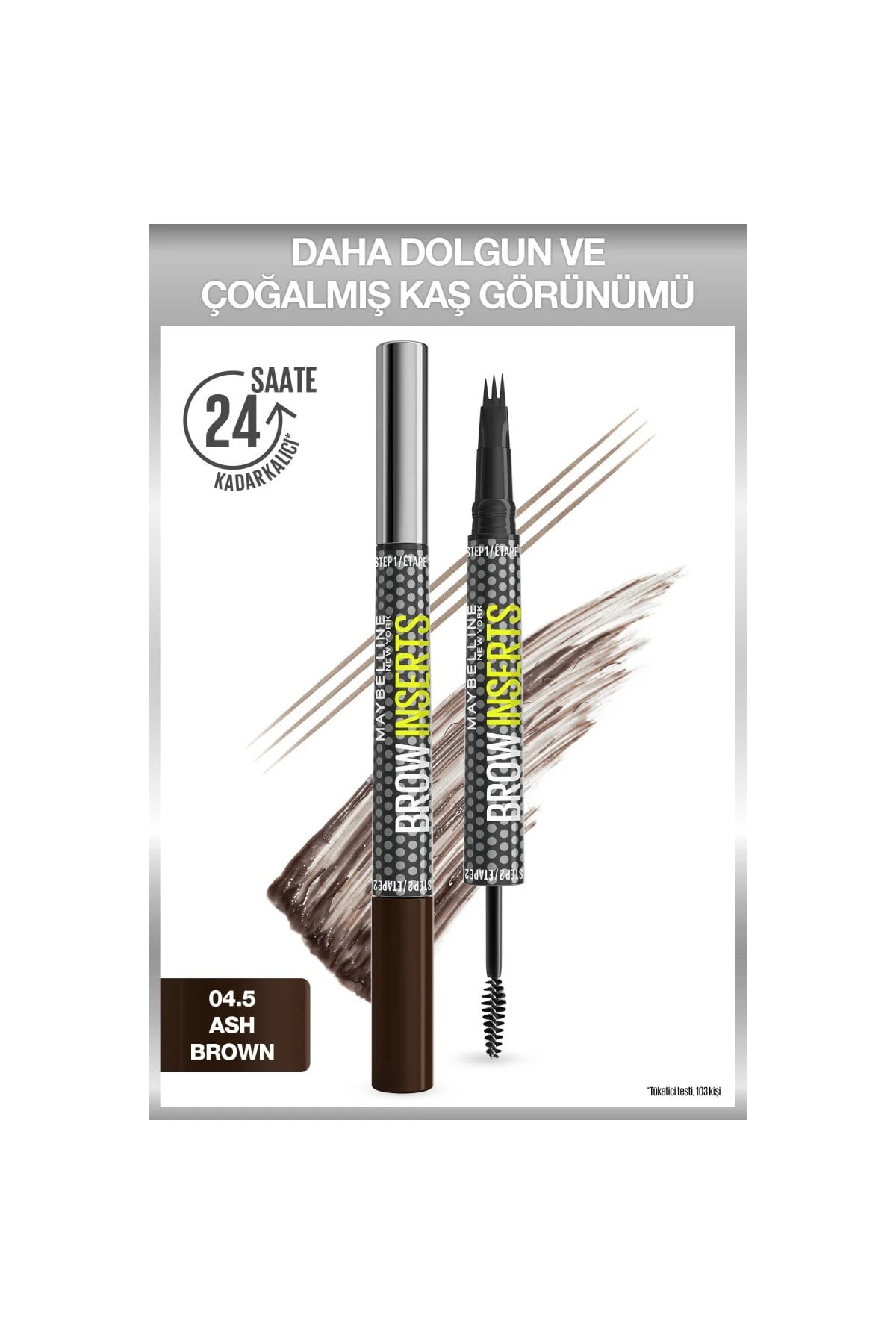 Maybelline New YorkMaybelline New York Brow Insert Çift Uçlu Kaş Kalemi 04.5 Ash Brown3600531720957