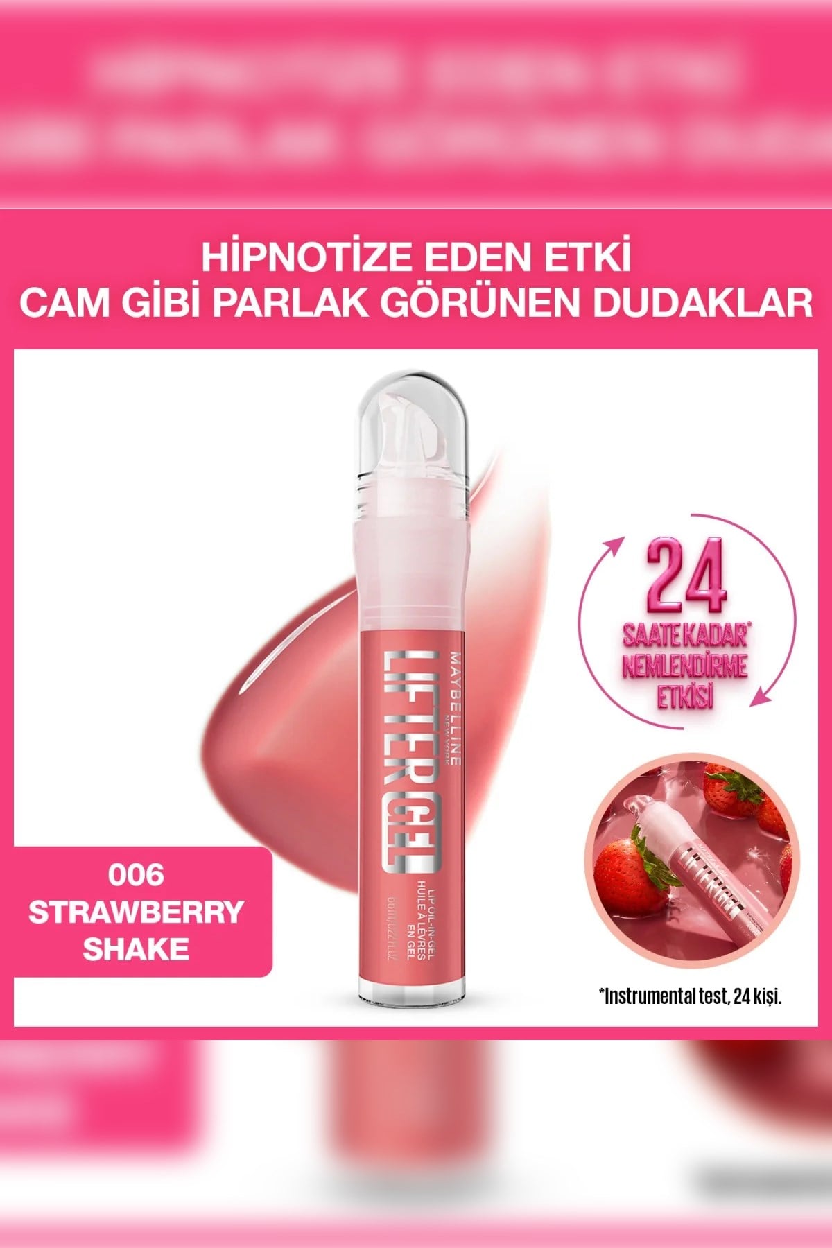 Maybelline New YorkMaybelline New York Lifter Gel Ekstra Parlak ve Nemlendirici Dudak Parlatıcısı 006 Strawberry Shake3600531721022