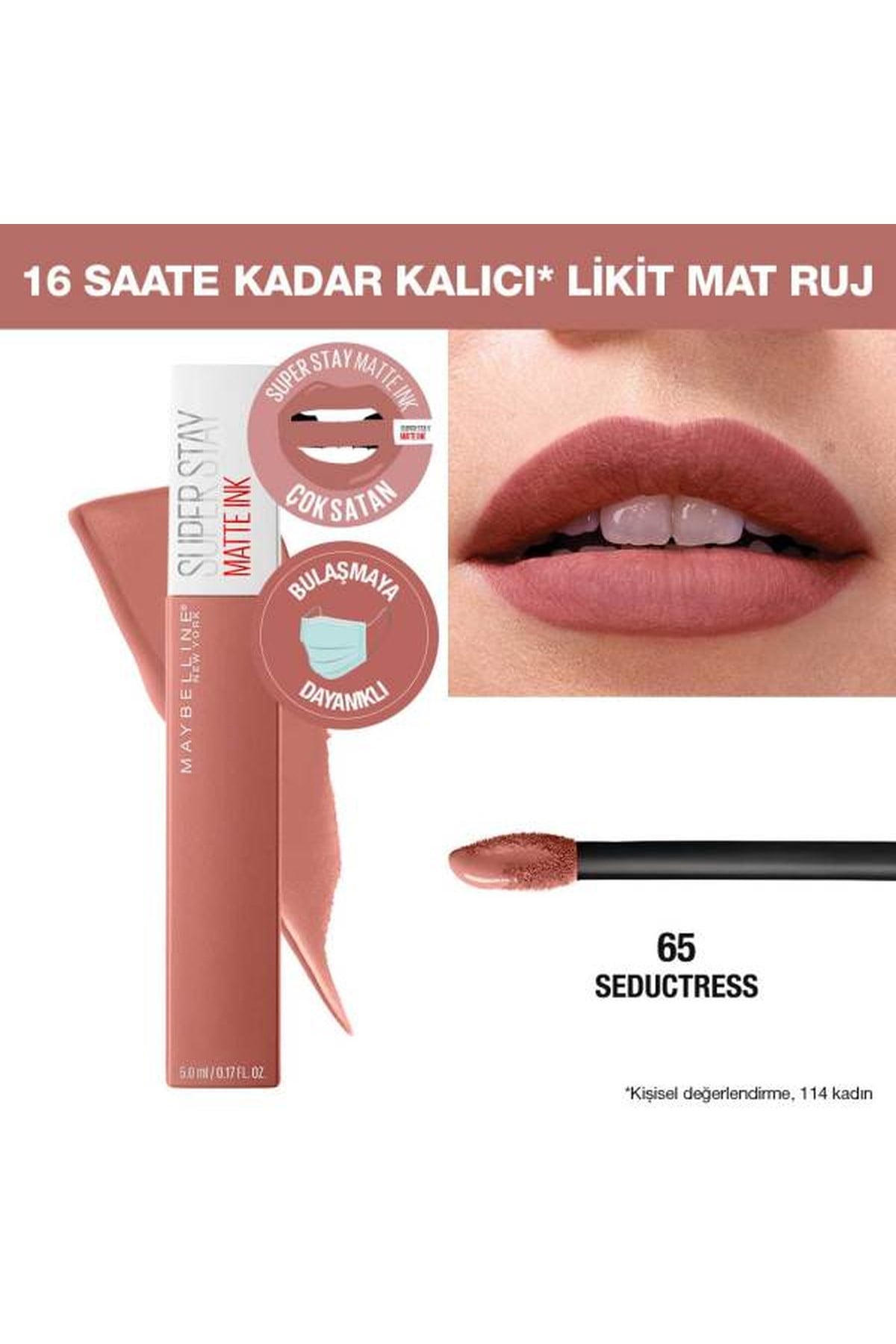 Maybelline New YorkMaybelline New York Super Stay Matte Ink Unnude Likit Mat Ruj 65 Seductress3600531469498