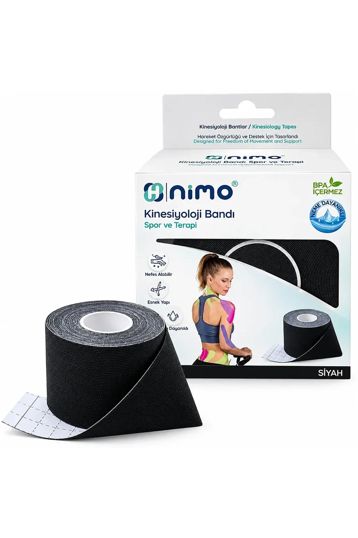 NİMONimo Kinesiyoloji Bandı (Ağrı Bandı) 5cm - 5m Siyah6938799212035