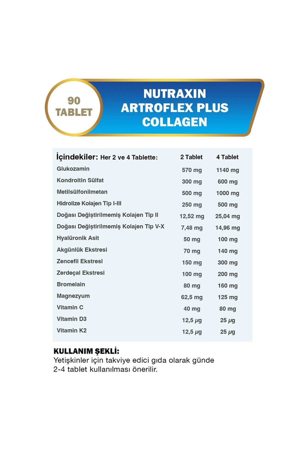 NUTRAXİNNutraxin Artroflex Plus Collagen 90 Tablet8680512635789