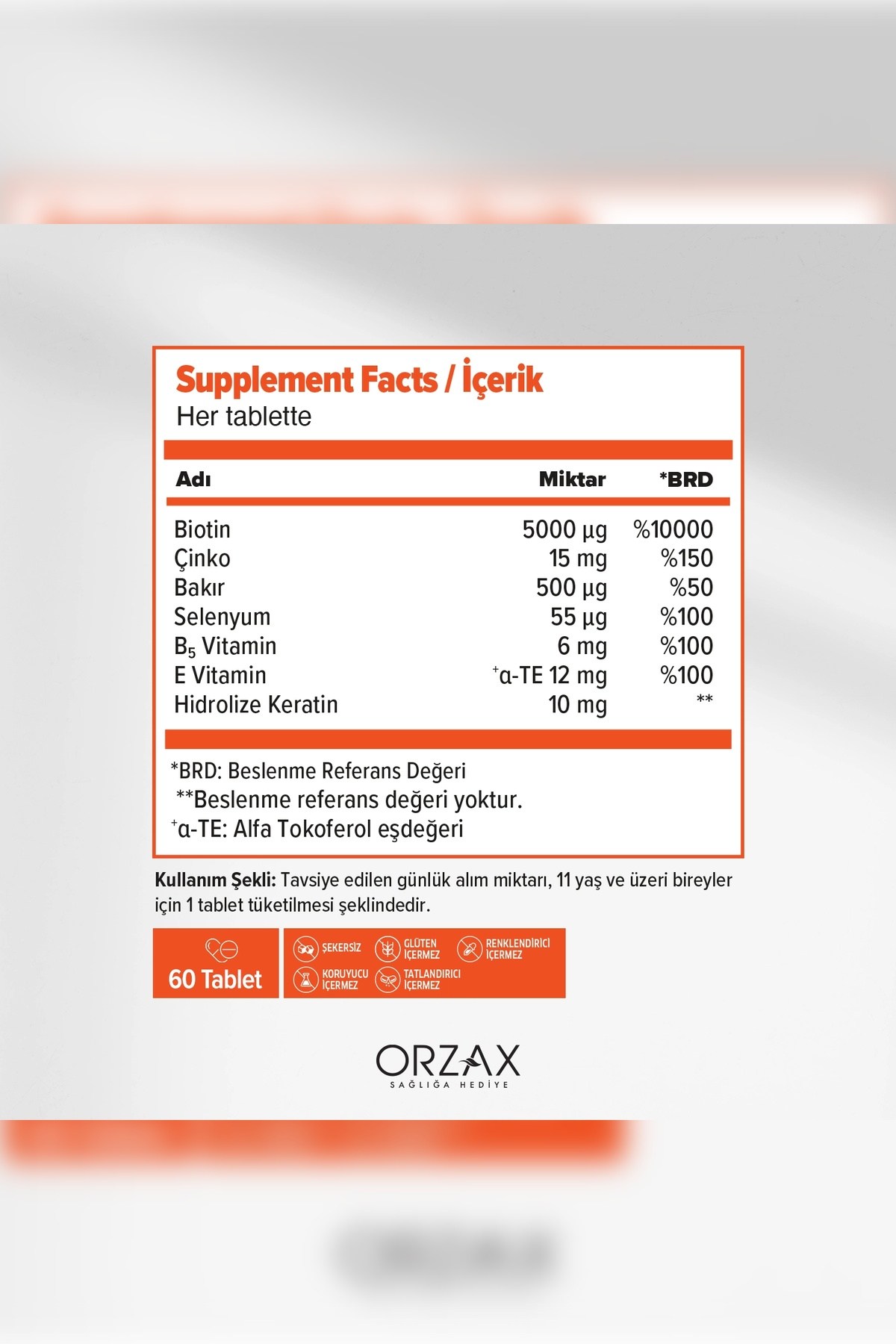 ORZAXOcean Biotin Complex 60 Tablet850084388651