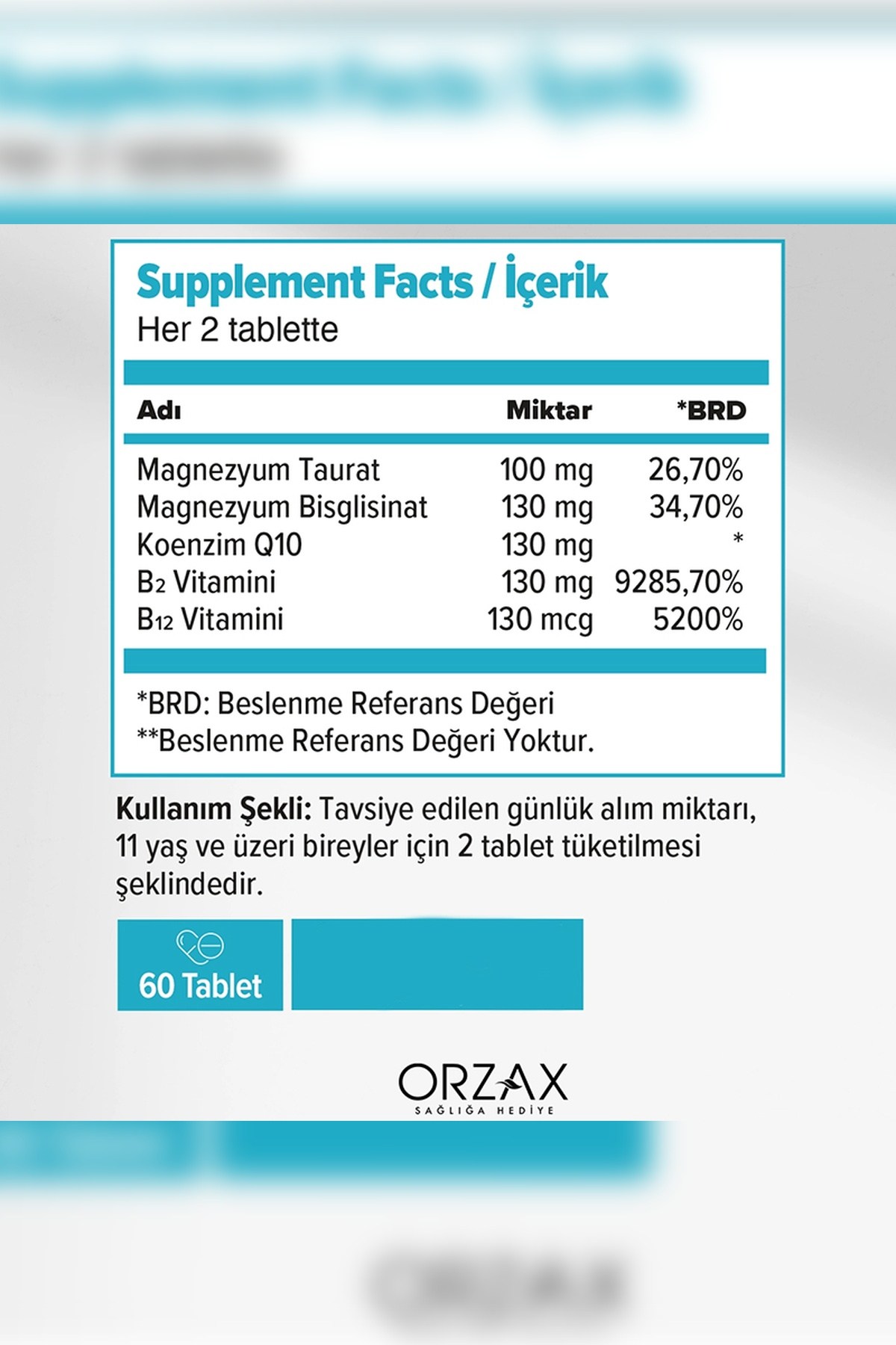 ORZAXOcean ExtraMag Migra Takviye Edici Gıda 60 Tablet850081345503