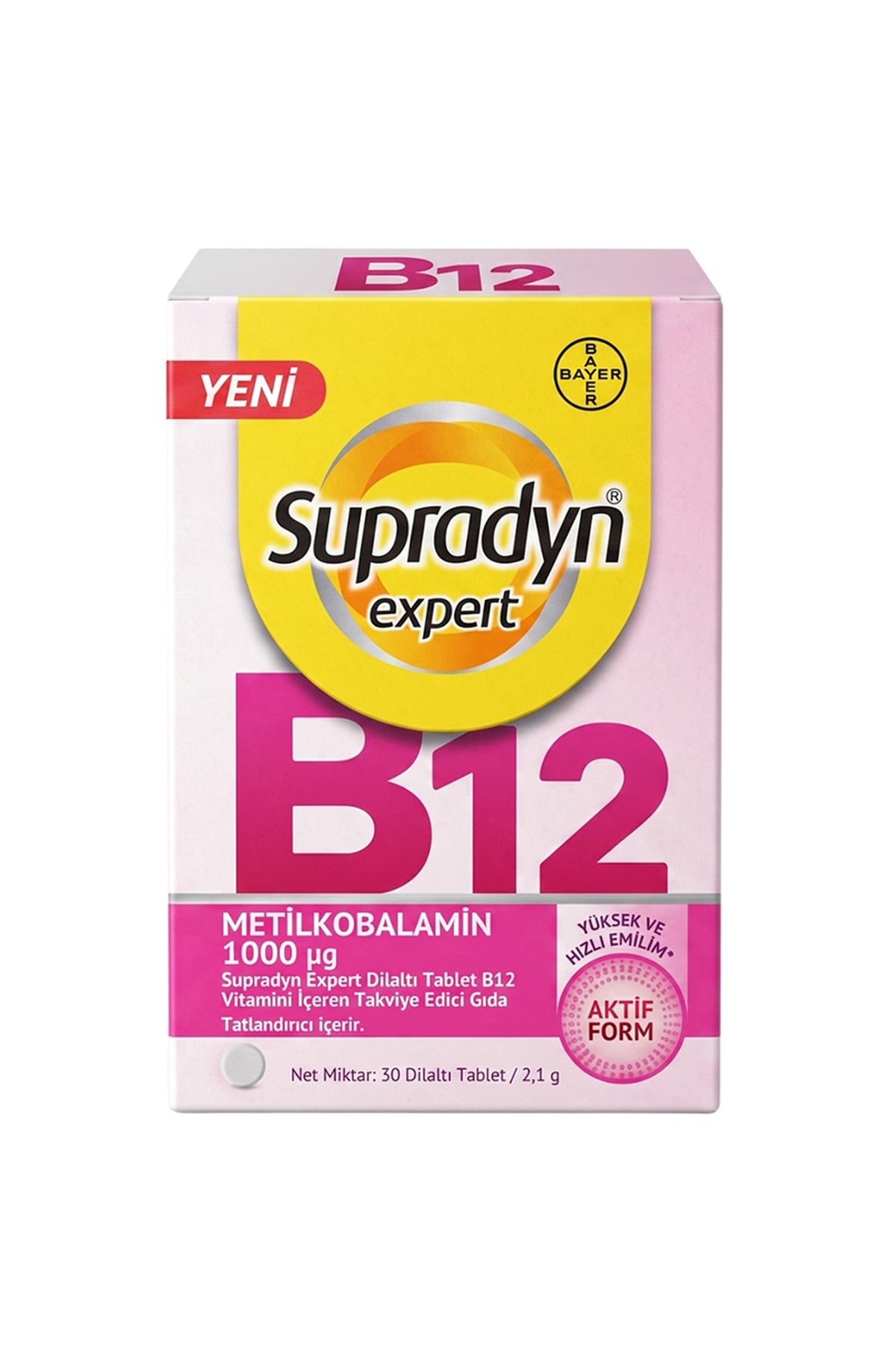 BAYERSupradyn Expert Dilaltı Tablet B12 Vitamini İçeren Takviye Edici Gıda 30 Tablet8699546015764
