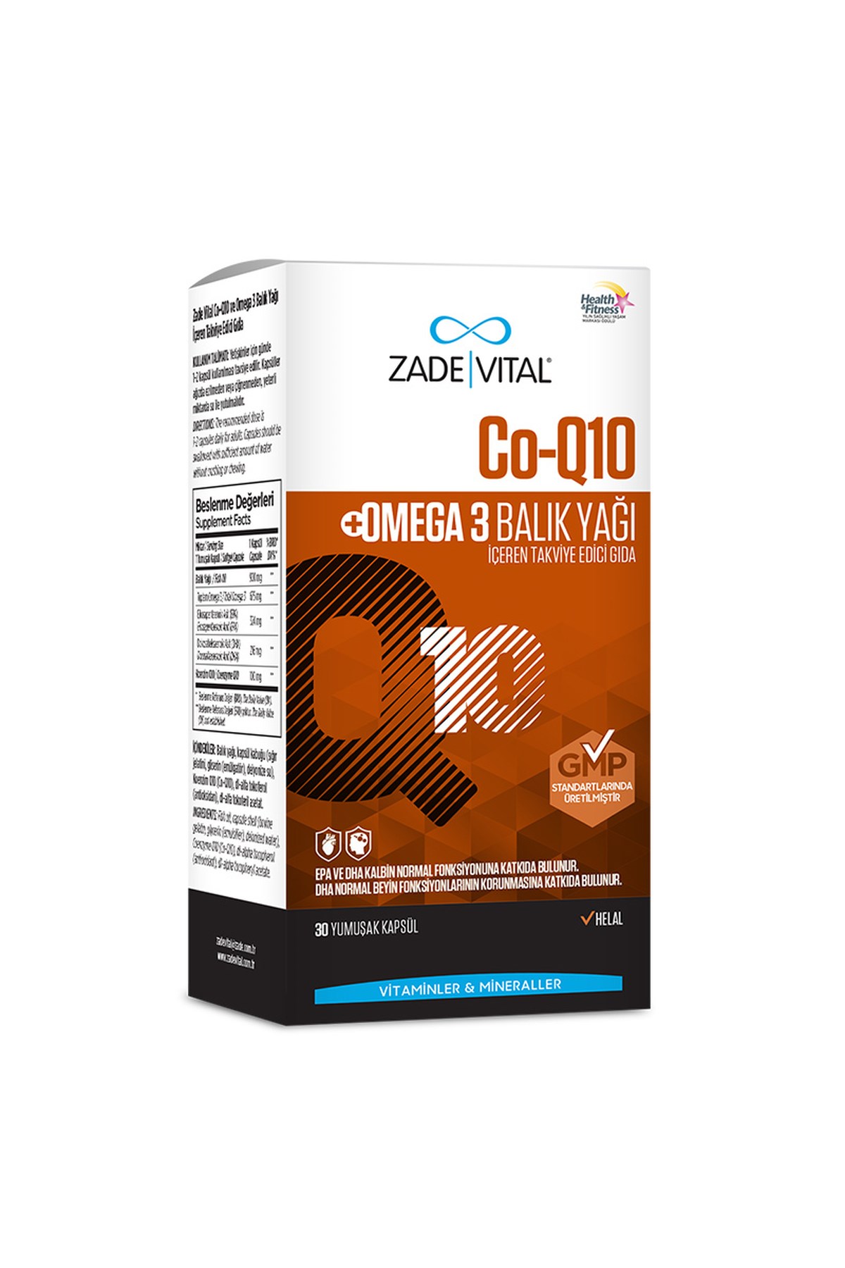 Zade VıtalZade Vital Koenzim Q10 Omega 3 30 Kapsül8690712018473