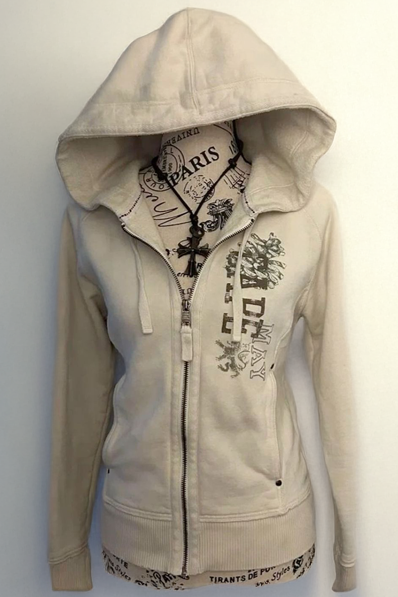  Ekru Cape Harajuku Y2K Crop Hırka