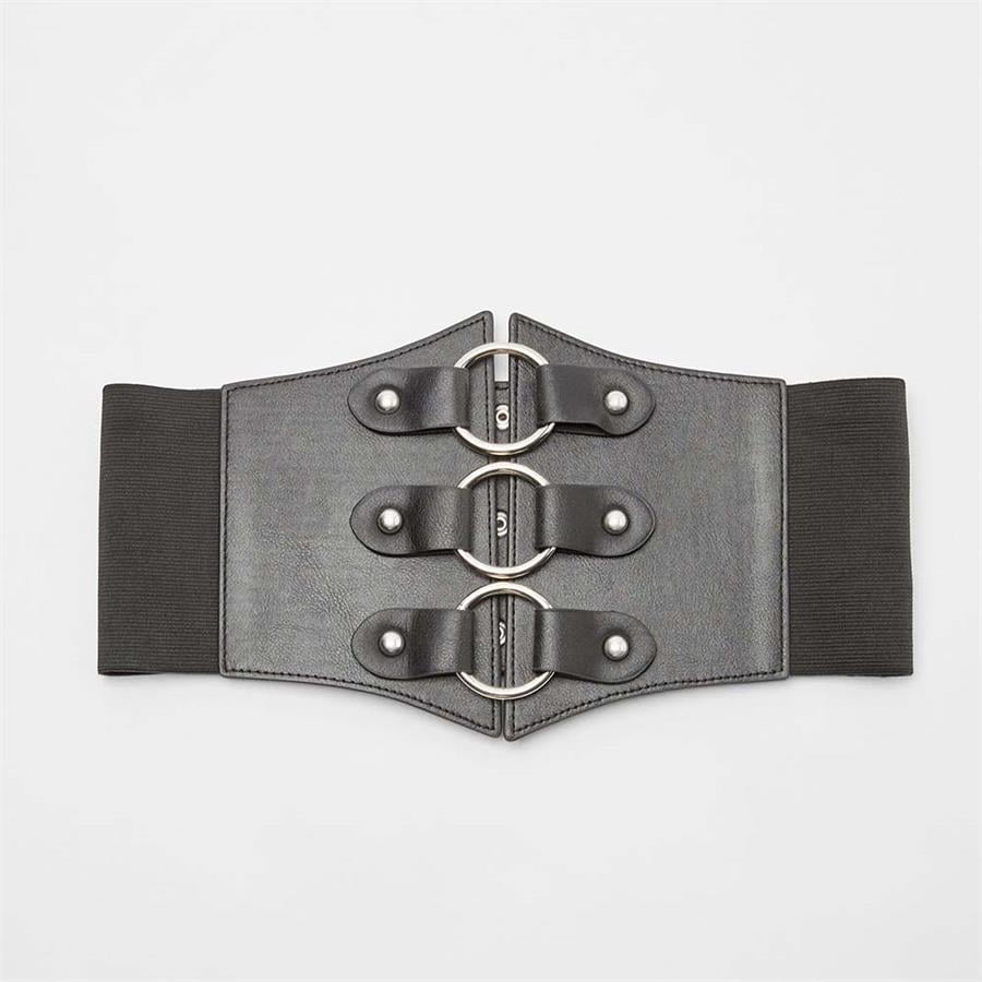 3 Halkalı Siyah Korse Kemer