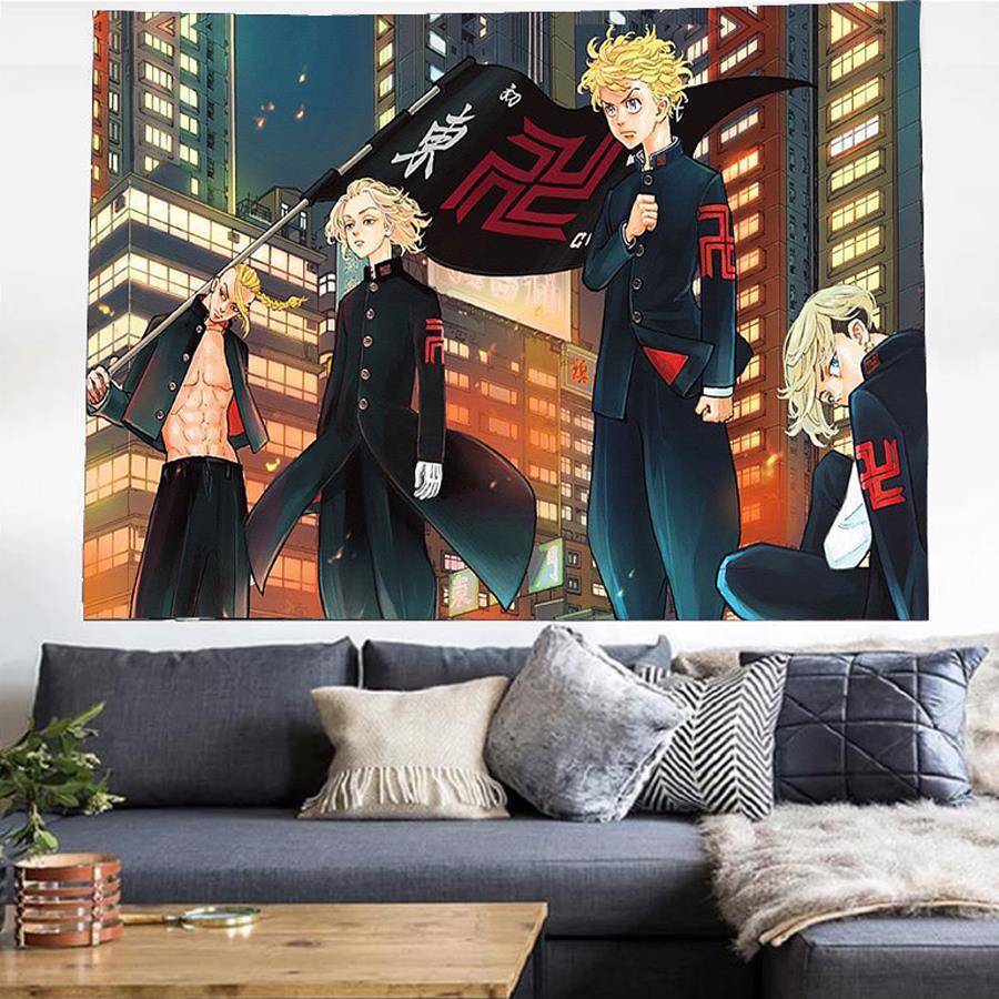 70 X 100 Cm Tokyo Revengers Black Flag Duvar Halısı 