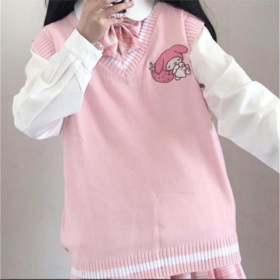 Anime My Melody - Sanrio Oversize V Yaka Süveter