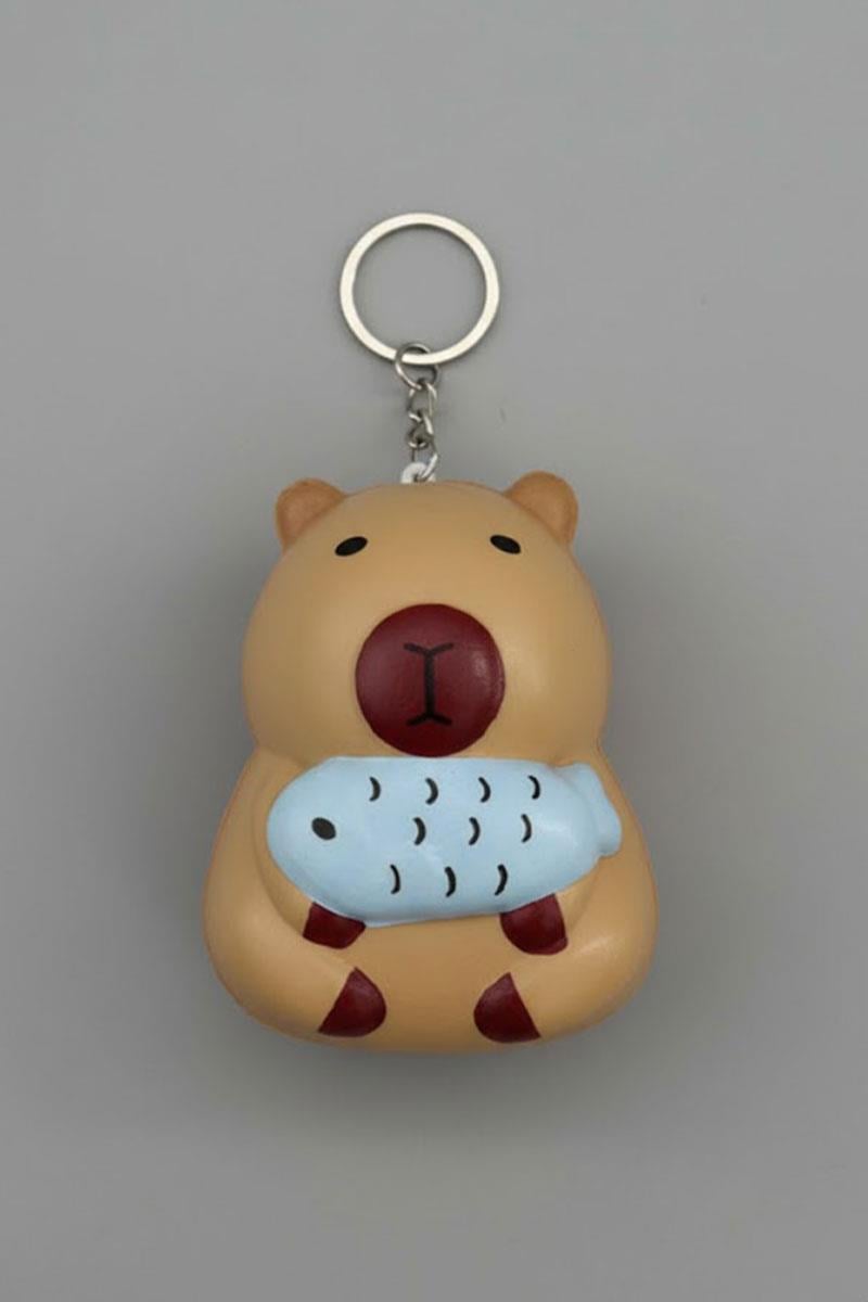 Bear Eaiting Fish Squishy Anahtarlık