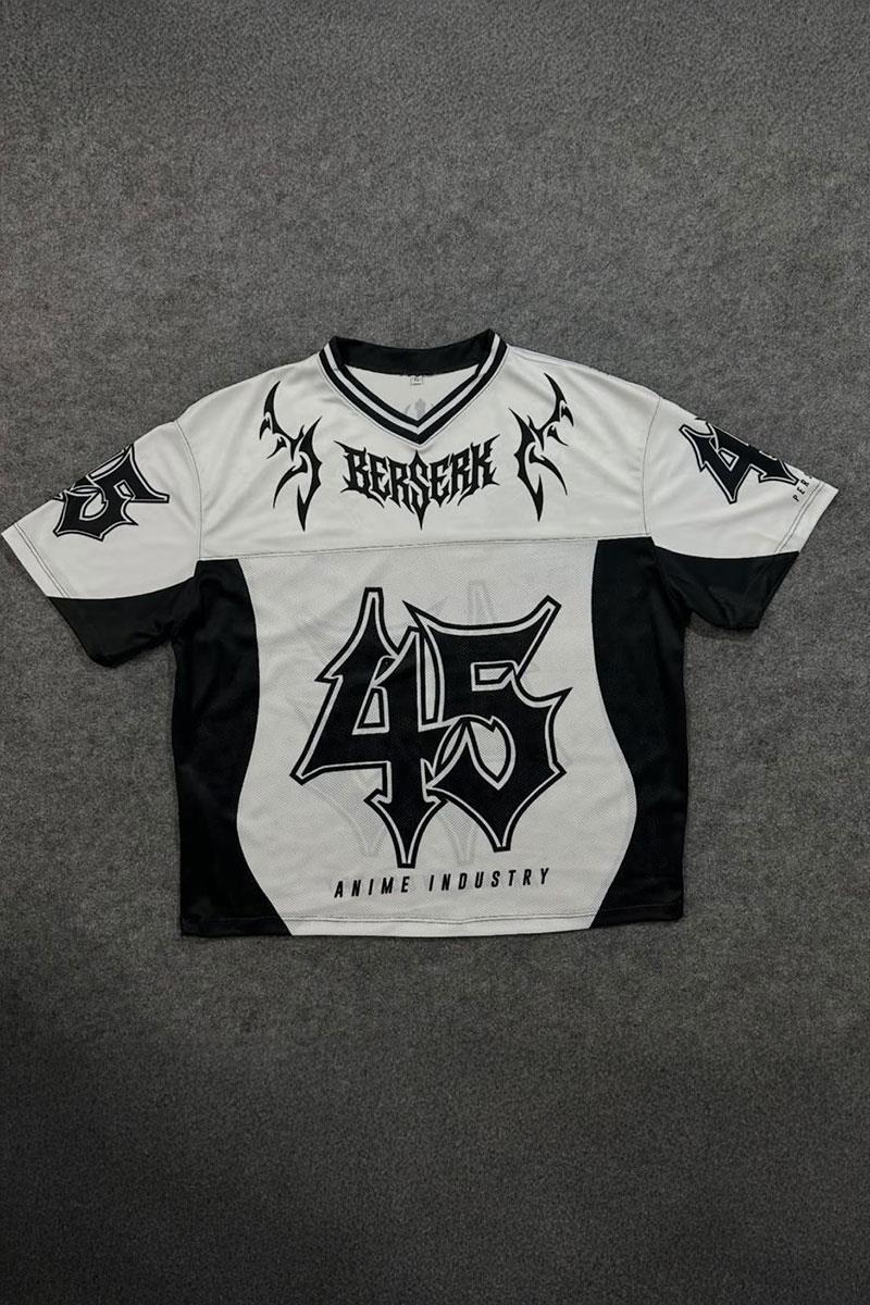 Beyaz Anime Berserk 45 Number V Yaka Unisex Forma