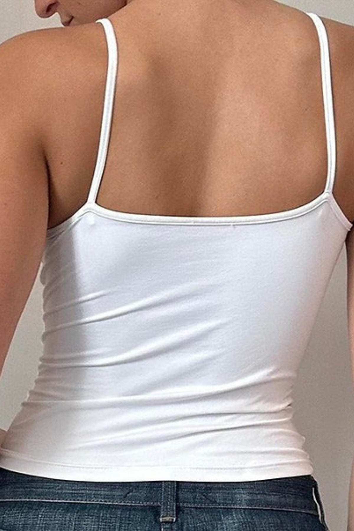 Beyaz Basic İnce Askılı Crop