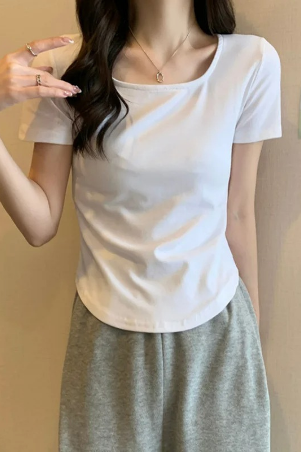 Beyaz Basic Kısa Kollu Crop