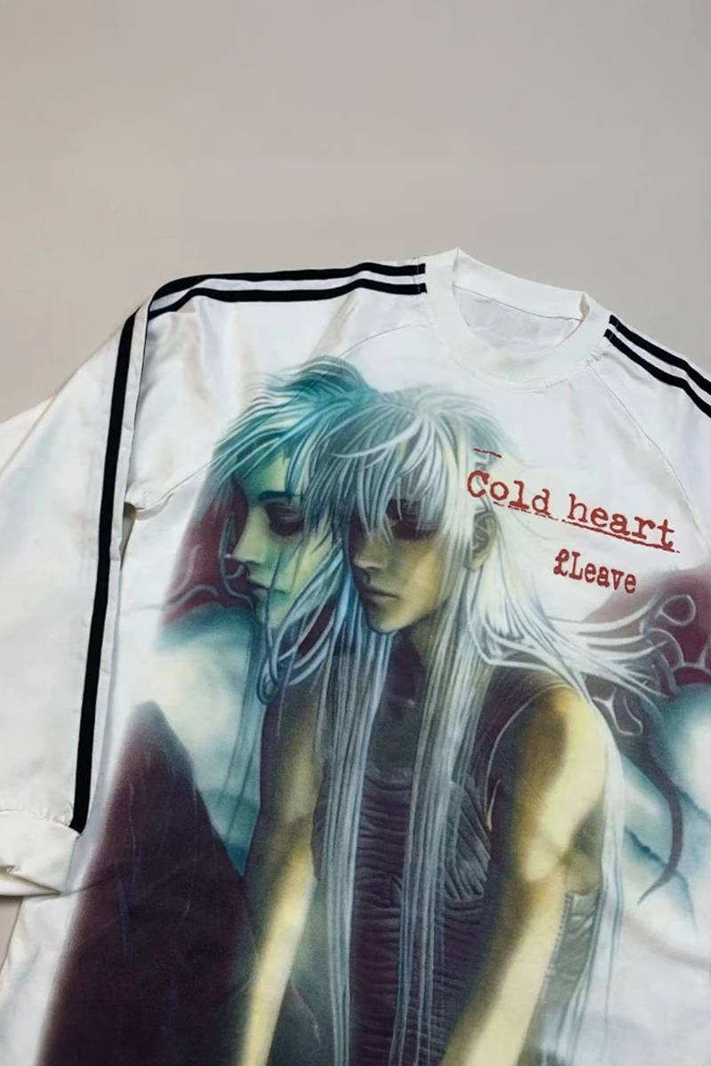 Beyaz Cold Heart 3 Şeritli Y2K Sweatshirt