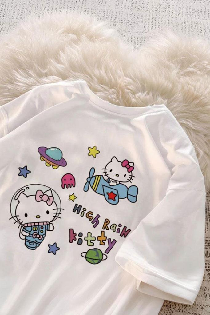 Beyaz High Rain Hello Kitty Y2K Unisex T-shirt