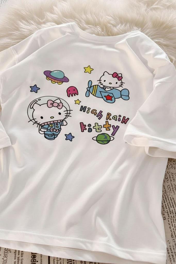 Beyaz High Rain Hello Kitty Y2K Unisex T-shirt