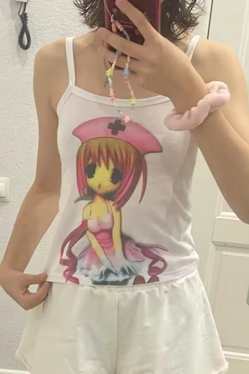 Beyaz Nurse Senpai Girl Askılı Crop