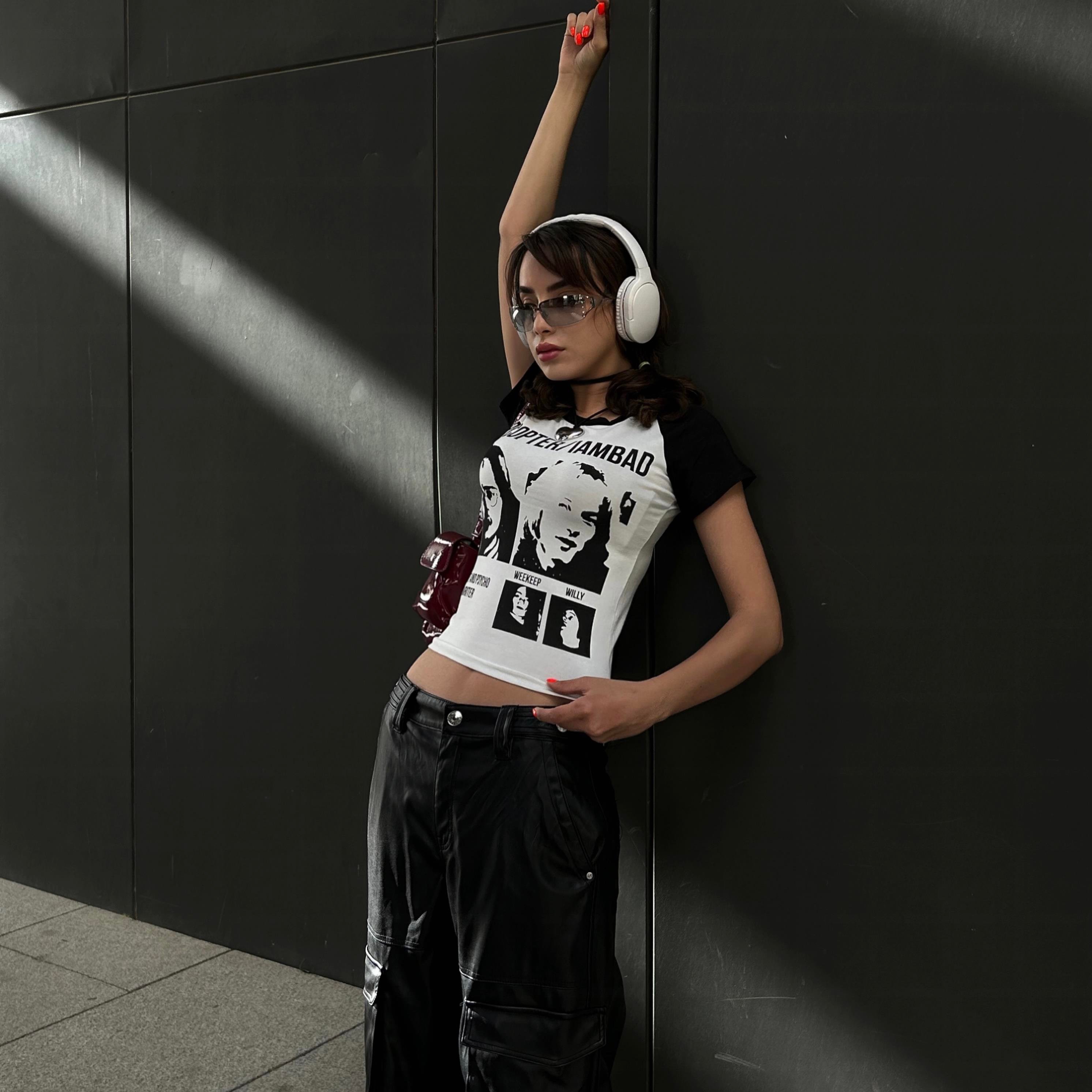 Beyaz Rapcopter - I Am Bad Raglan Kısa Kollu Crop