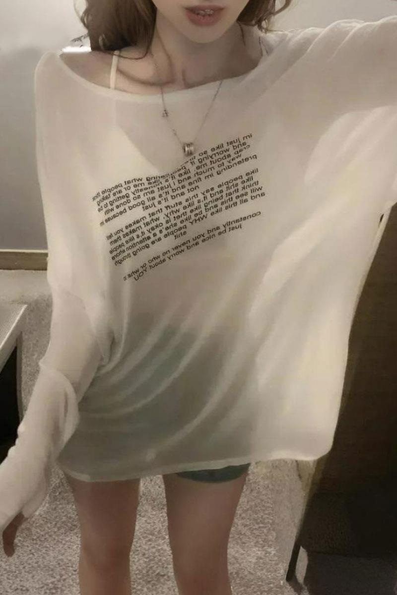 Beyaz Transparan Uzun Kol T-shirt