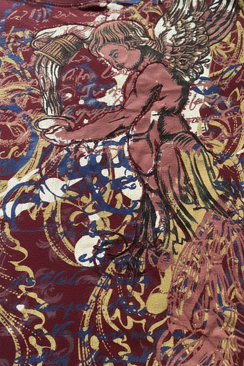 Bordo Angel Motifli Vintage Y2K Unisex T-Shirt