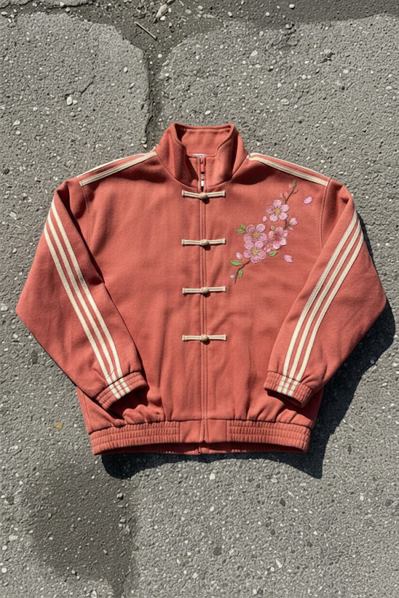 Bordo Anime Spirited Away Haku ve Chihiro Baskılı Üç Şeritli Sakura Unisex Bomber Ceket