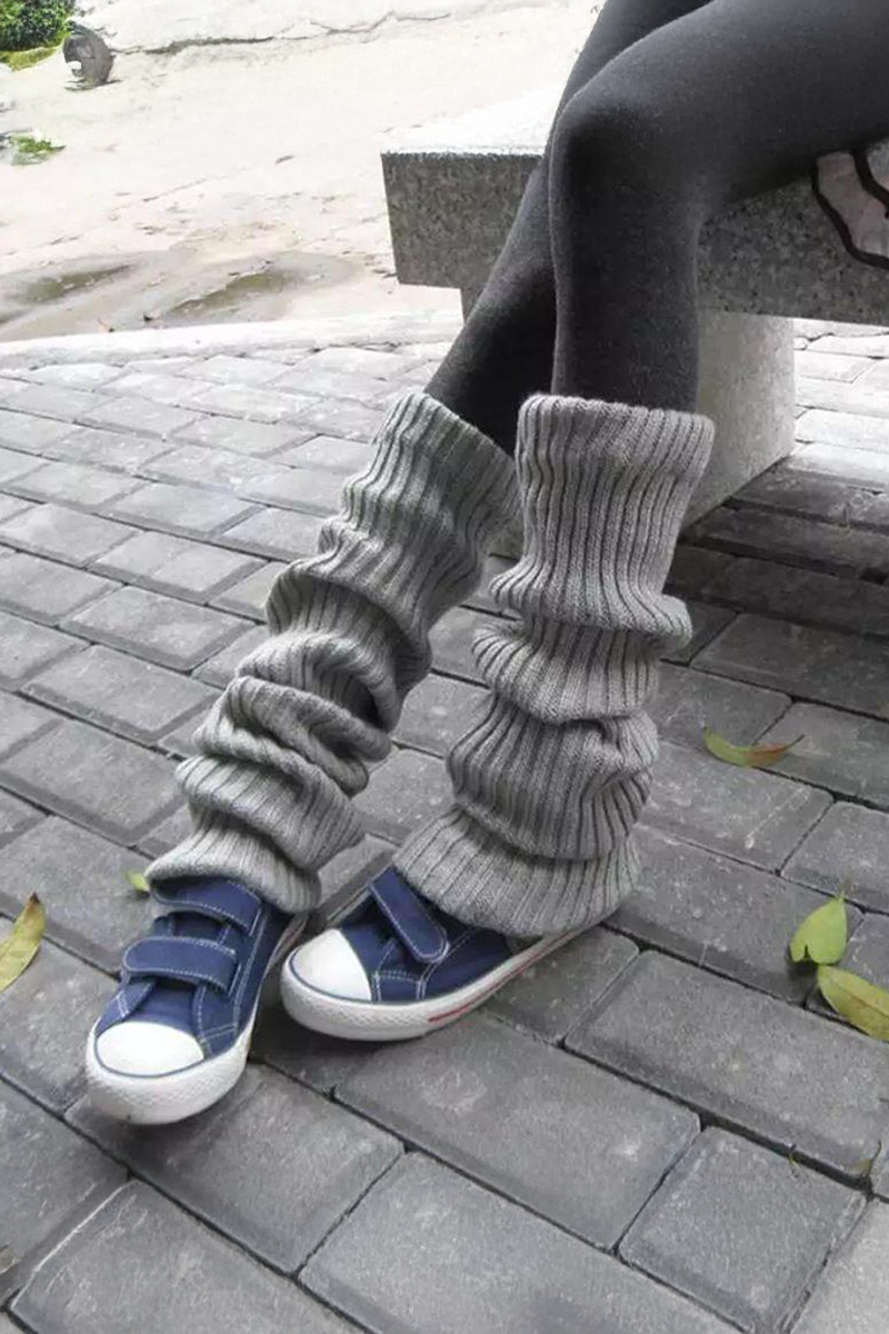 Düz Gri Kışlık Kalın Bol Tozluk