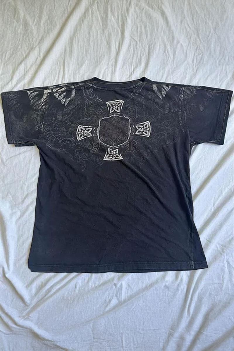 Füme Gotik Stone Free Winged Skull Cyber Grunge Unisex T-Shirt