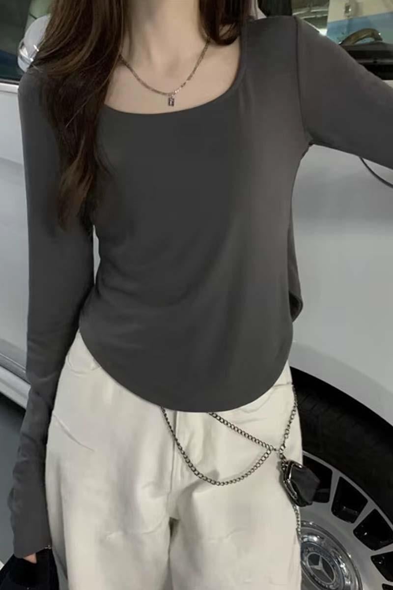 Füme Yeni Basic Uzun Kollu Crop