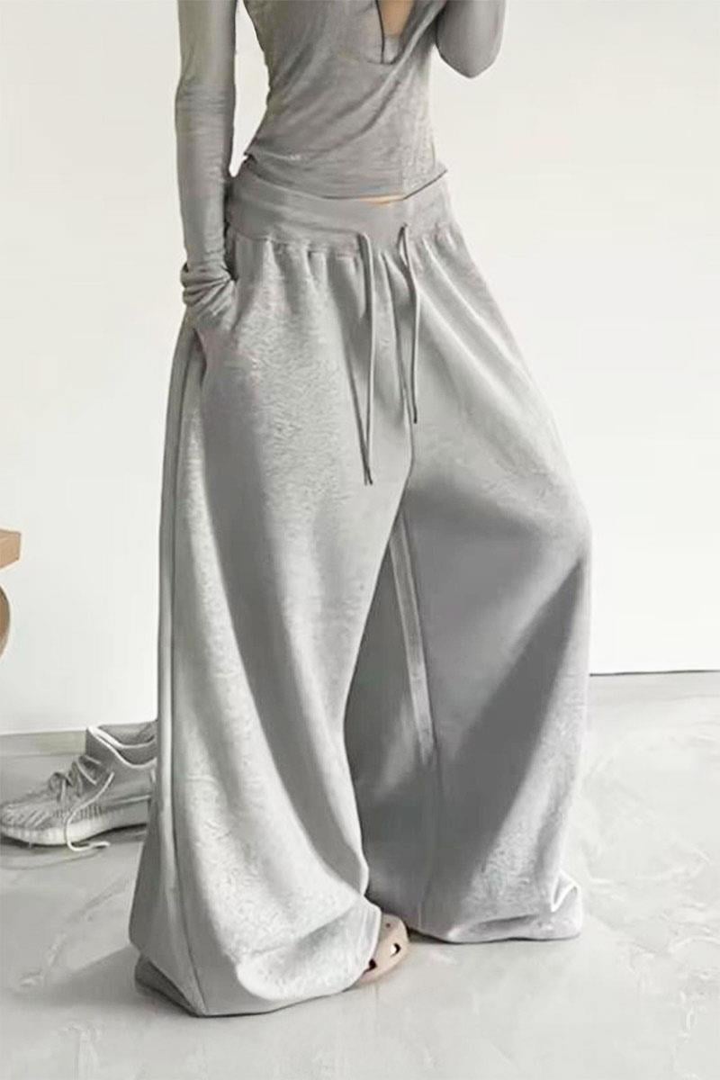 Gri Melanj Beli Lastikli Y2K Unisex Eşofman