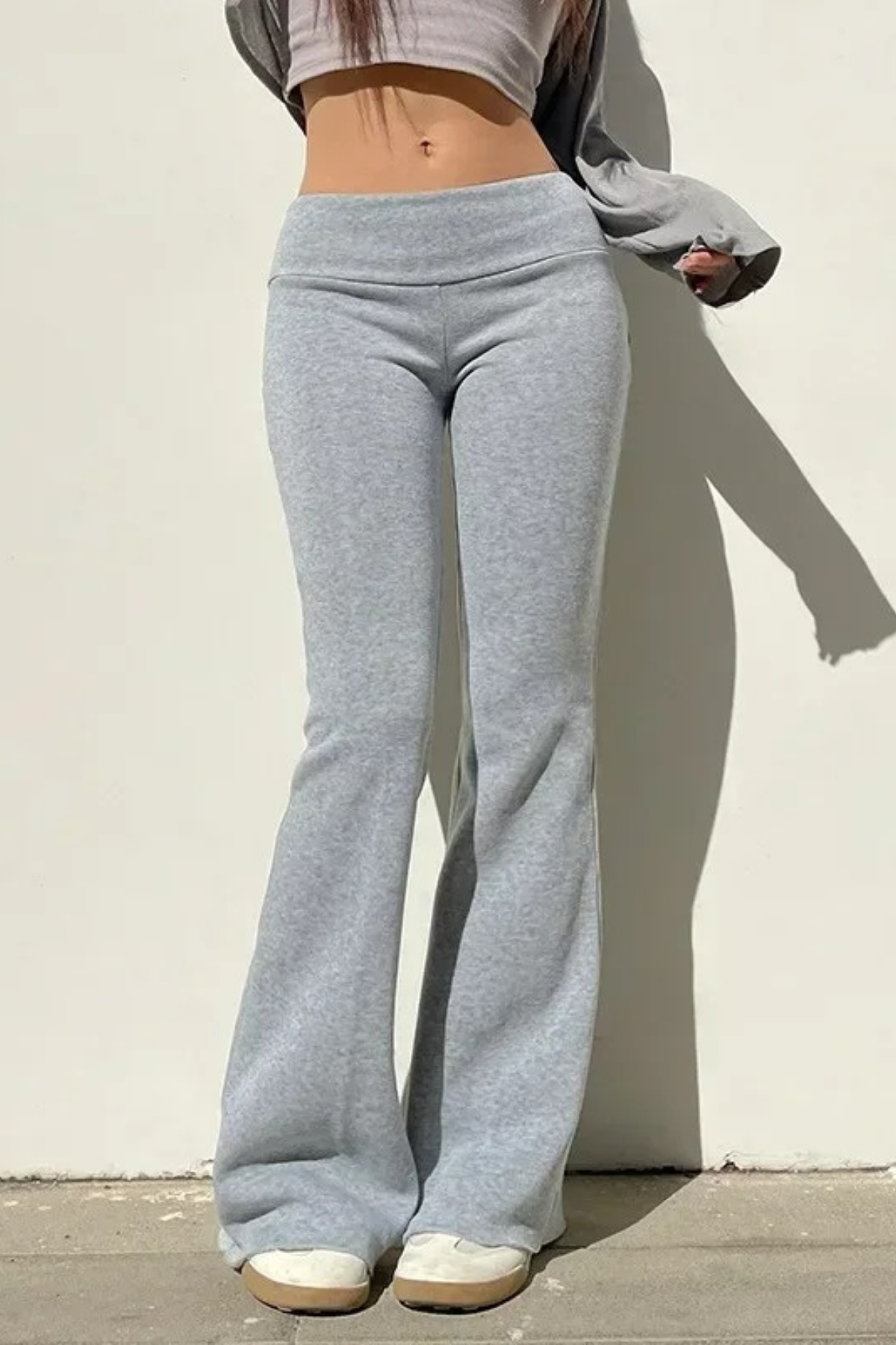 Gri Melanj Slim Fit İspanyol Paça Eşofman