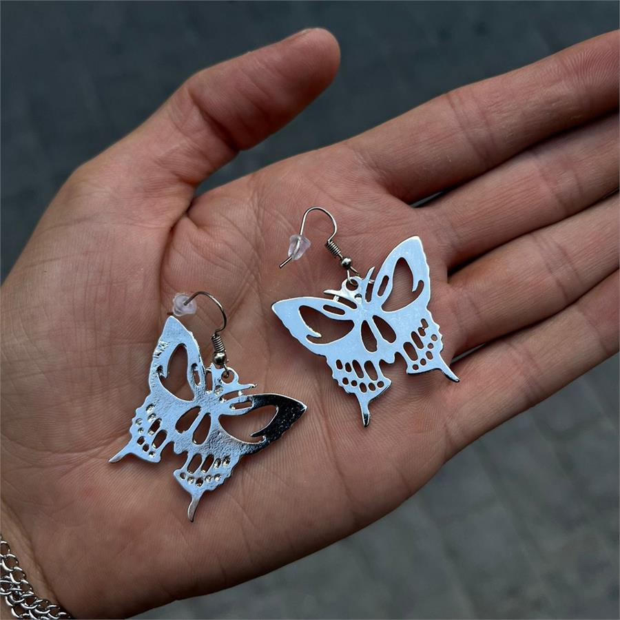 Harajuku Skull Butterfly Küpe