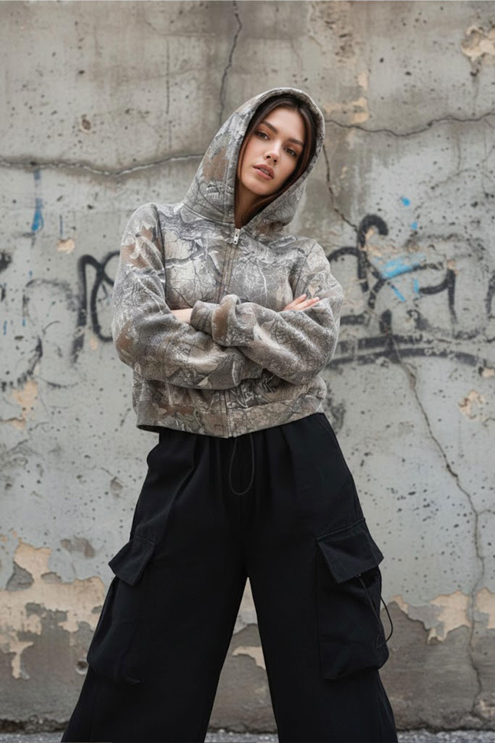 Kamuflaj Outdoor Unisex Kapüşonlu Hırka