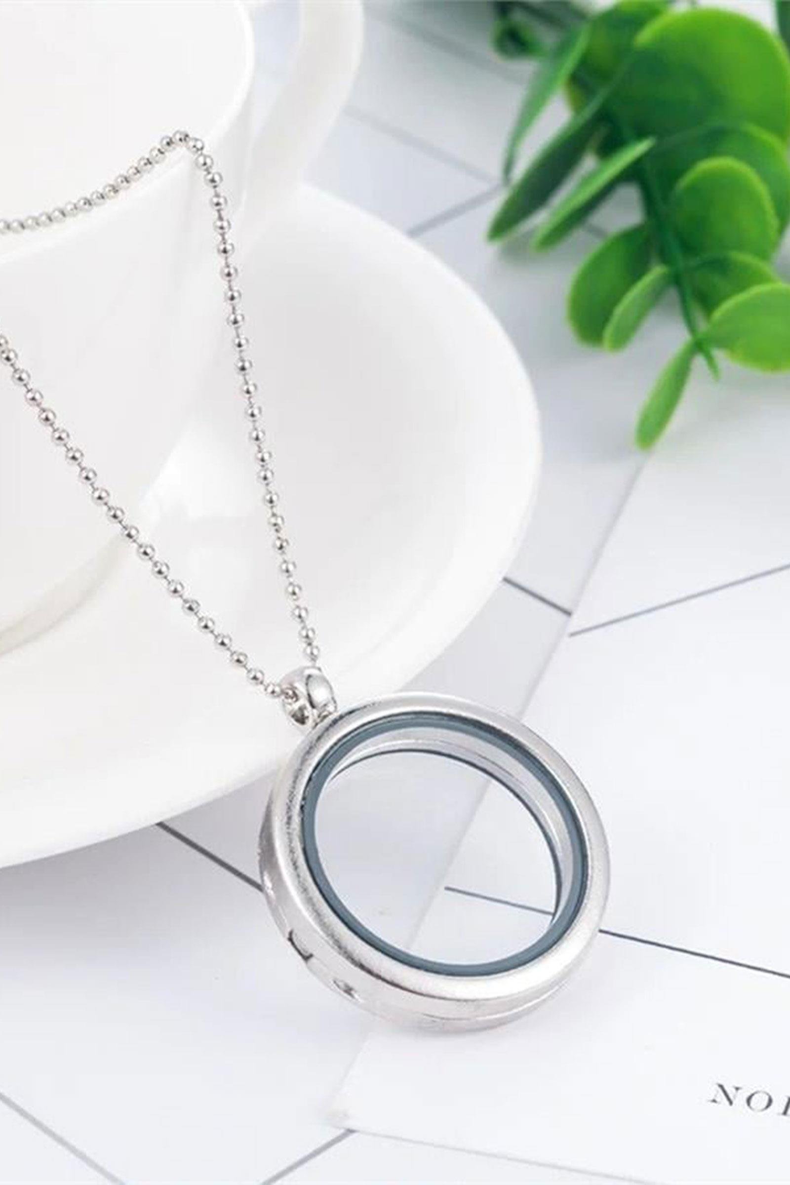 Kapaklı İçi Açılabilir Cam Mıknatıslı Çelik Dilek Kolye