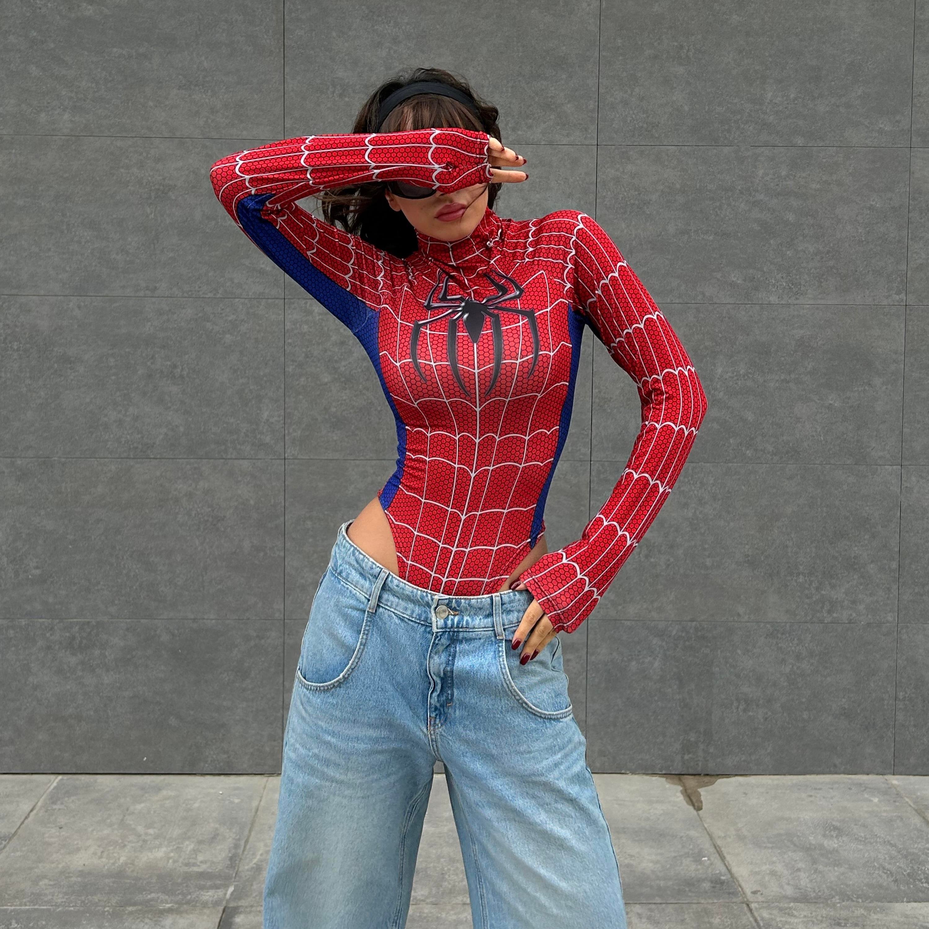 Kırmızı Spider Çıtçıtlı Uzun Kollu Body