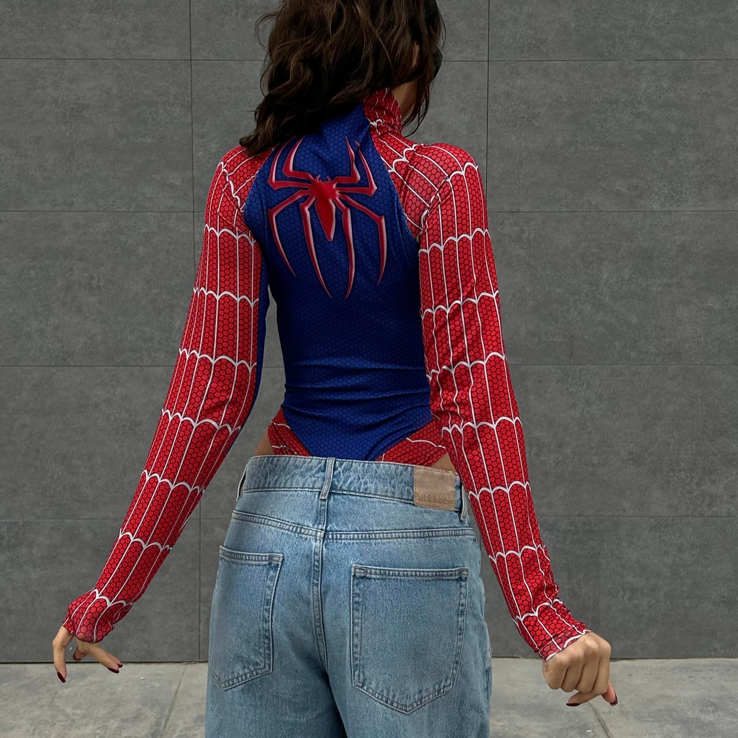 Kırmızı Spider Çıtçıtlı Uzun Kollu Body