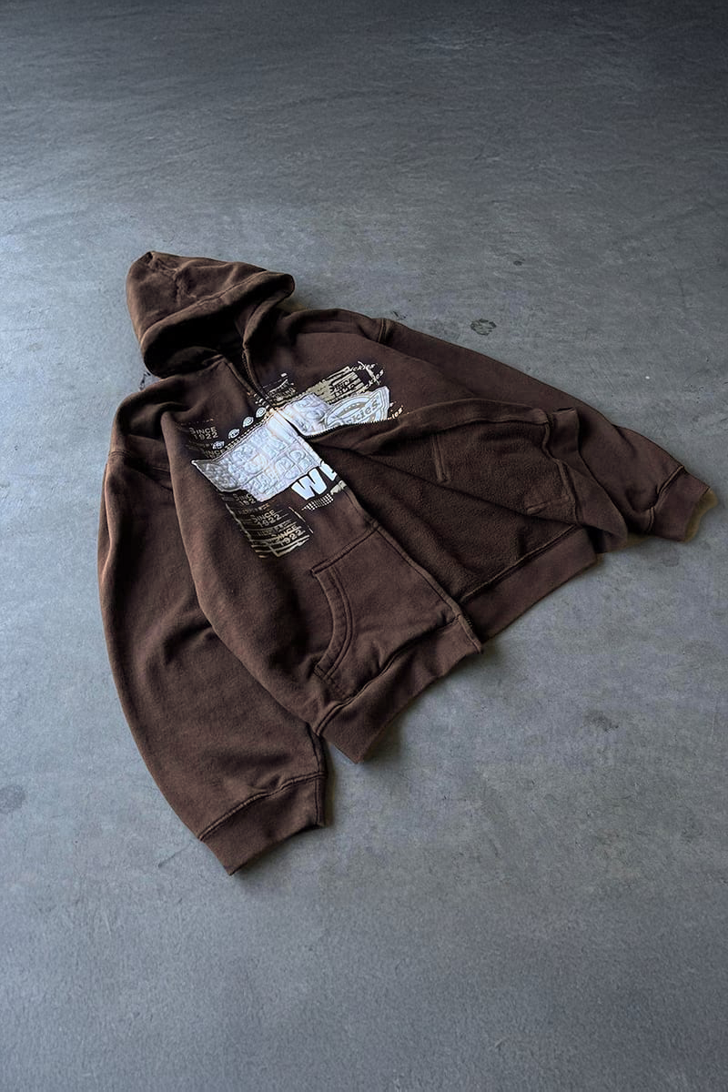 Koyu Kahverengi Wear Y2K Unisex Kapüşonlu Unsiex Hırka