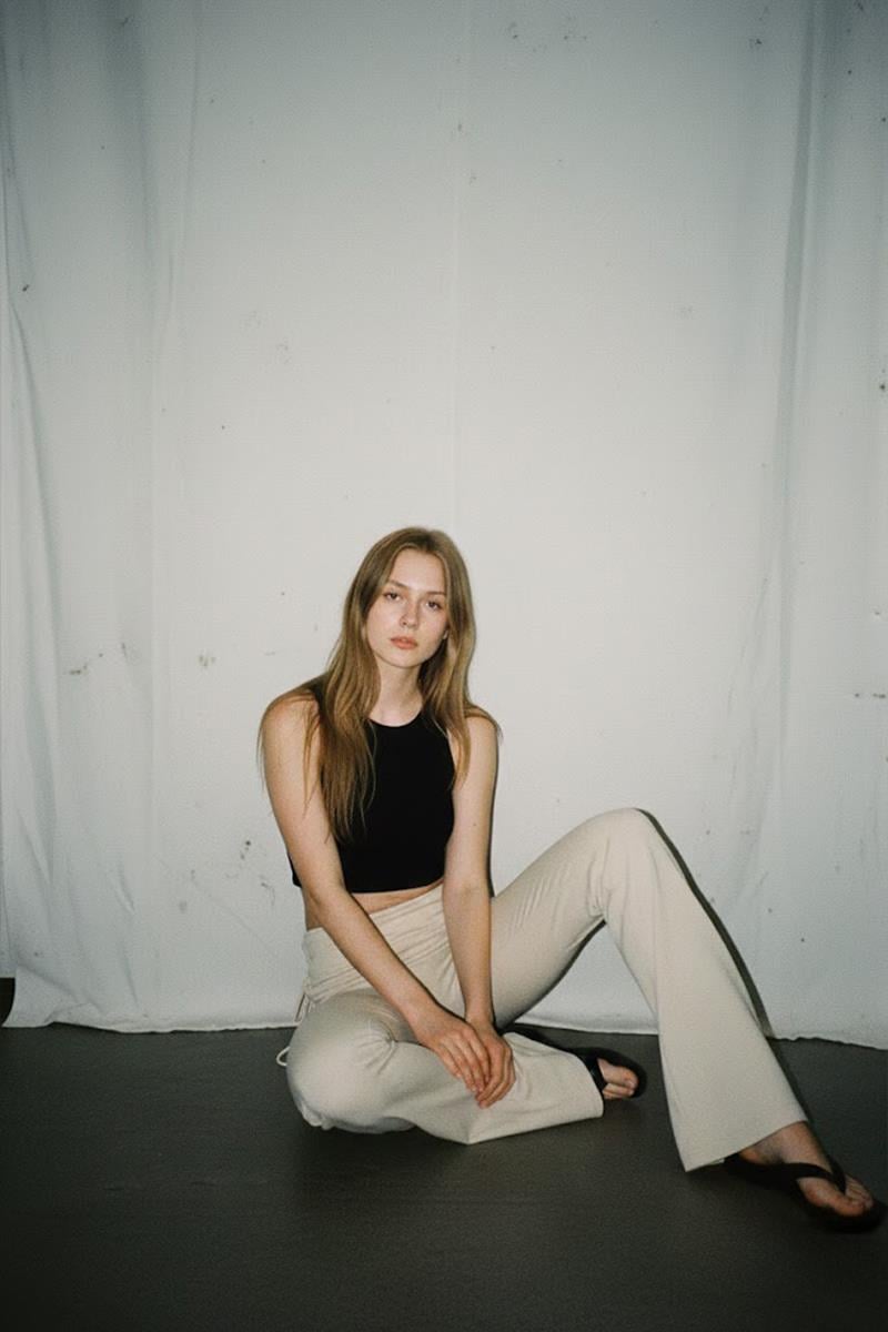 Krem Slim Fit İspanyol Paça Y2K Eşofman 