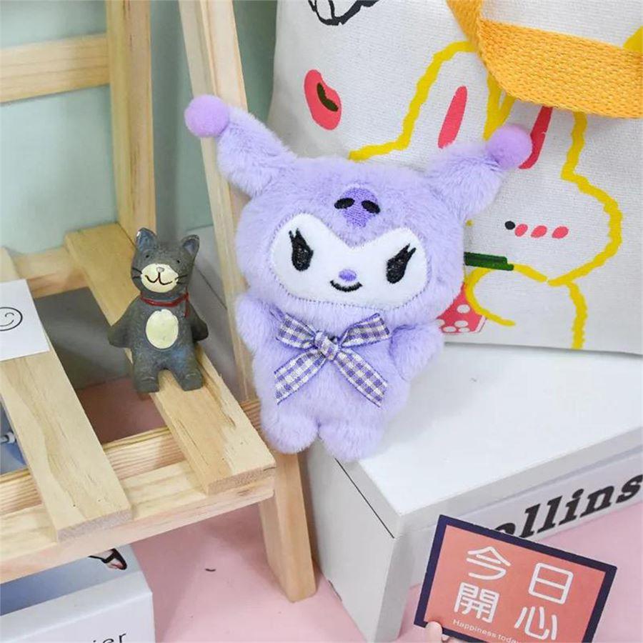 Kurdeleli Lila Anime Kuromi Mini Peluş Anahtarlık