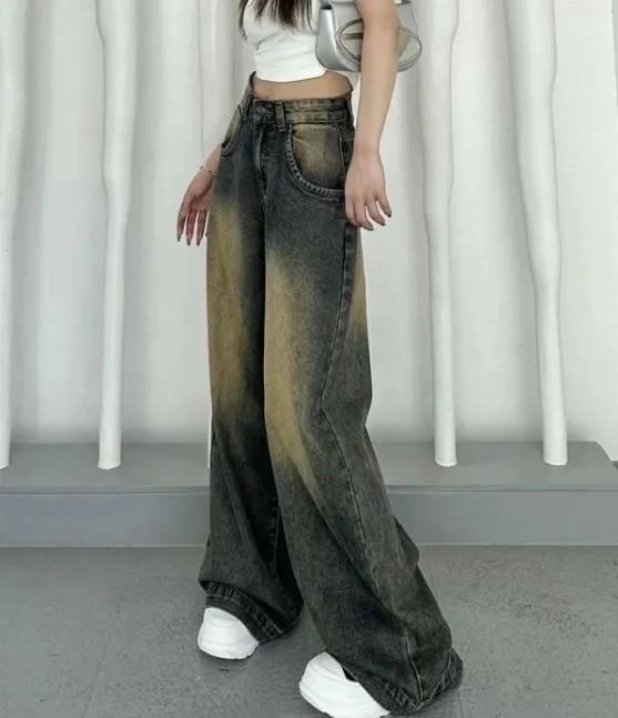 Lacivert Taşlanmış Vintage Kot Pantolon